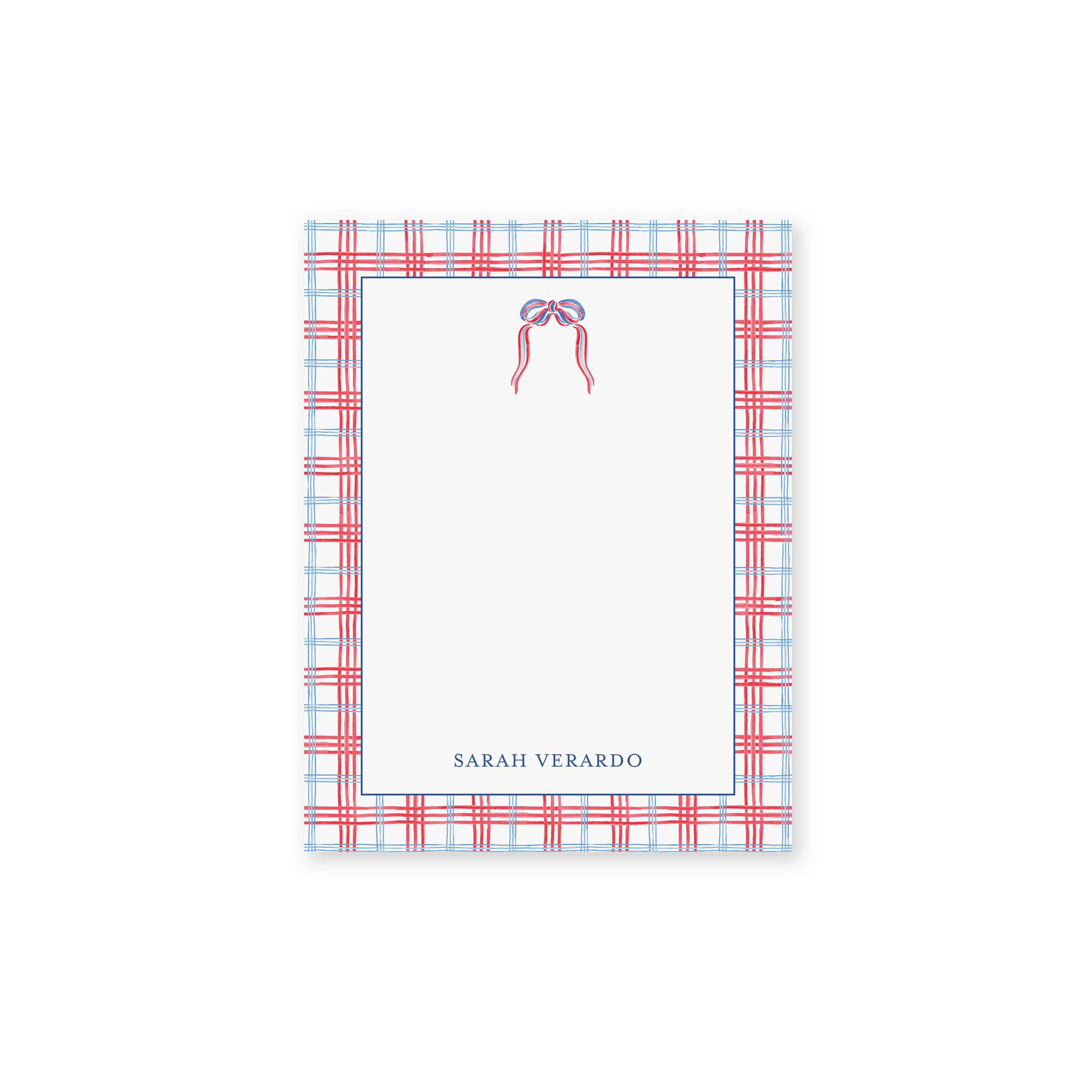 Red, White &amp; Bow Personalized Notepad
