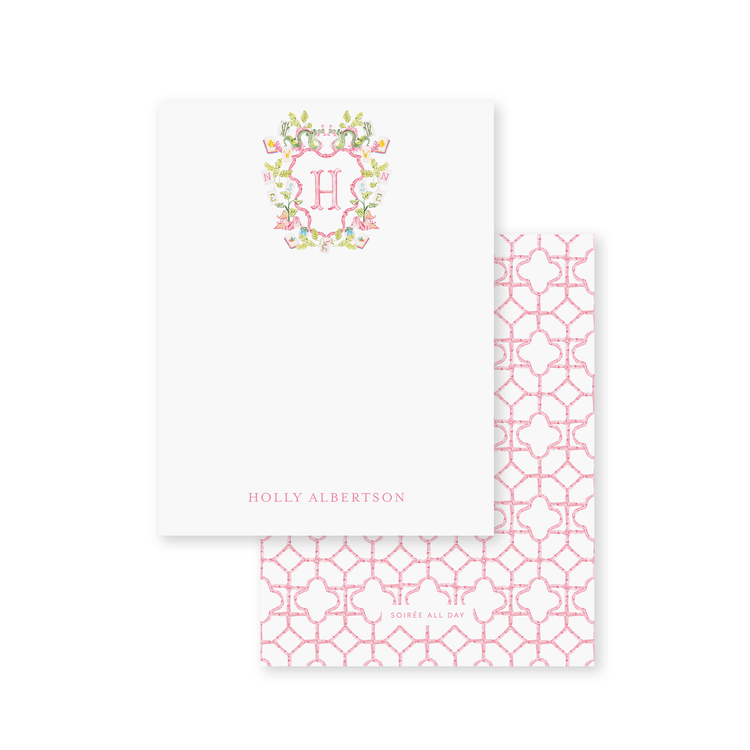 Soirée All Day Mahjong in Bloom Monogram Notecard