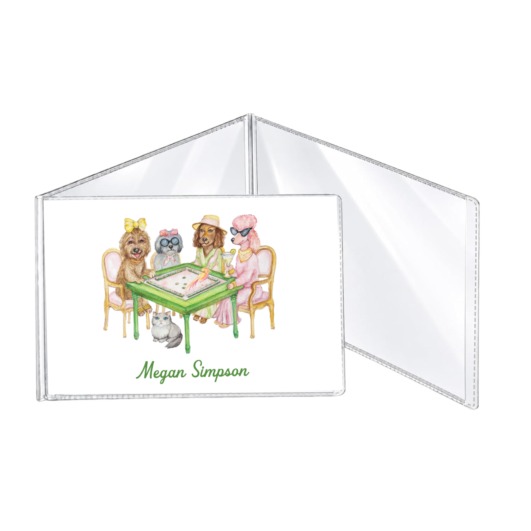 Pets Playing Mahjong Card Holder