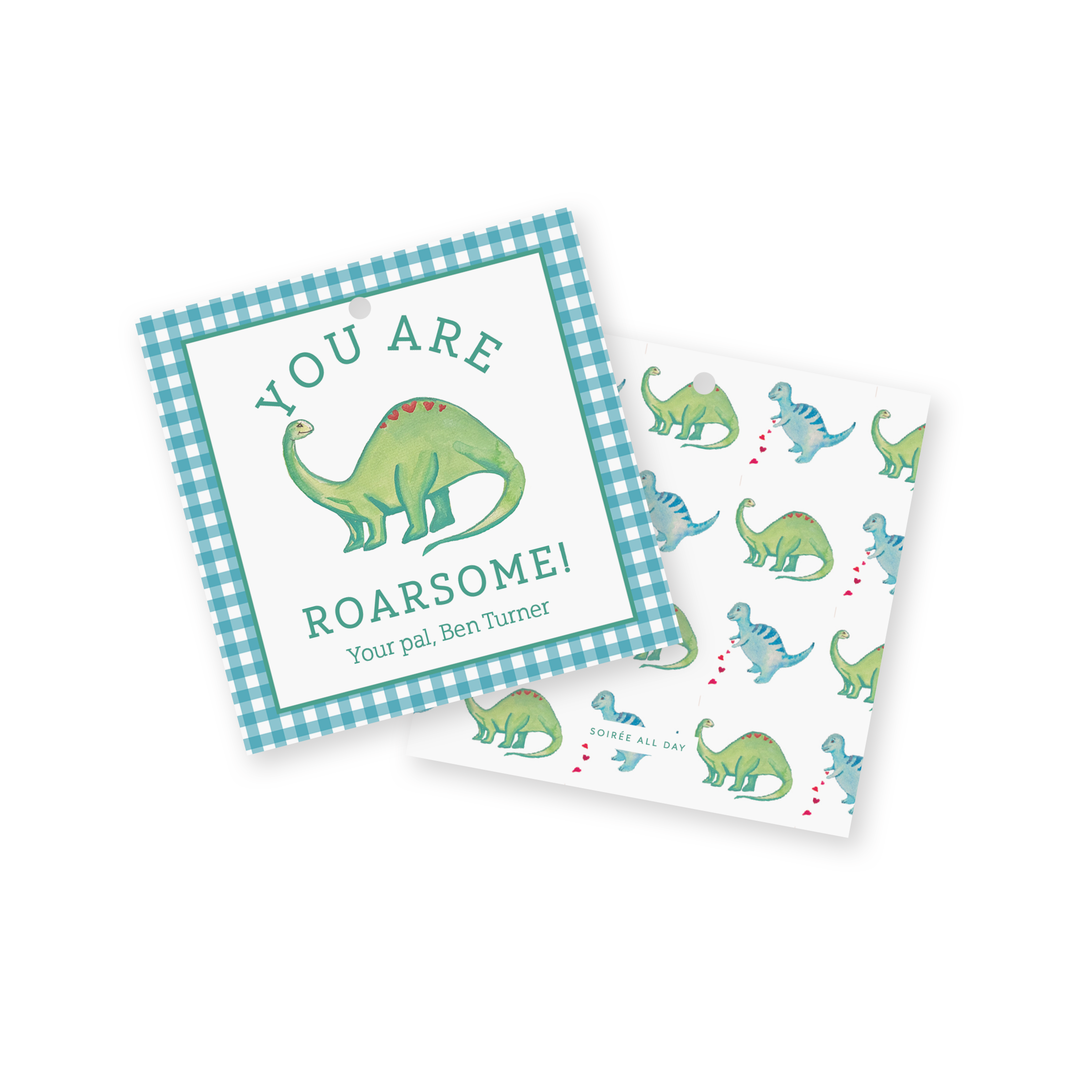 Green Dinosaur Classroom Valentine