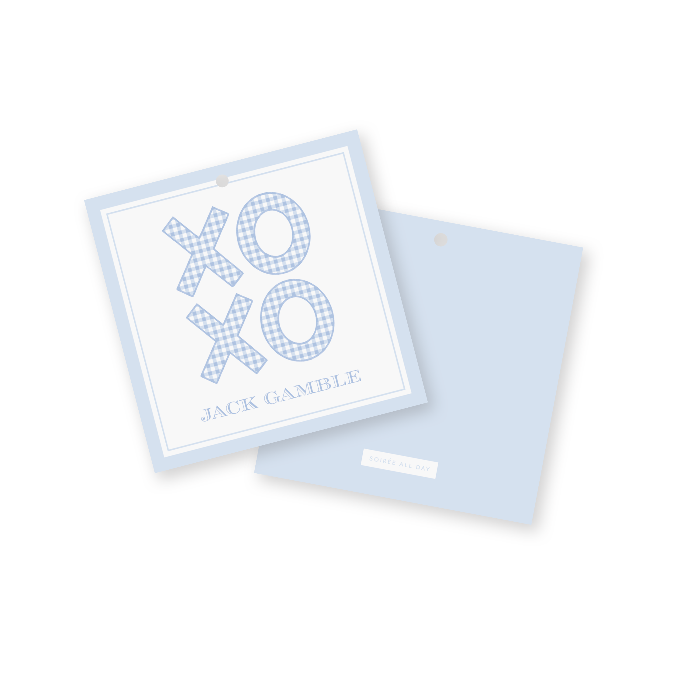 XOXO Classroom Valentine | Blue Gingham