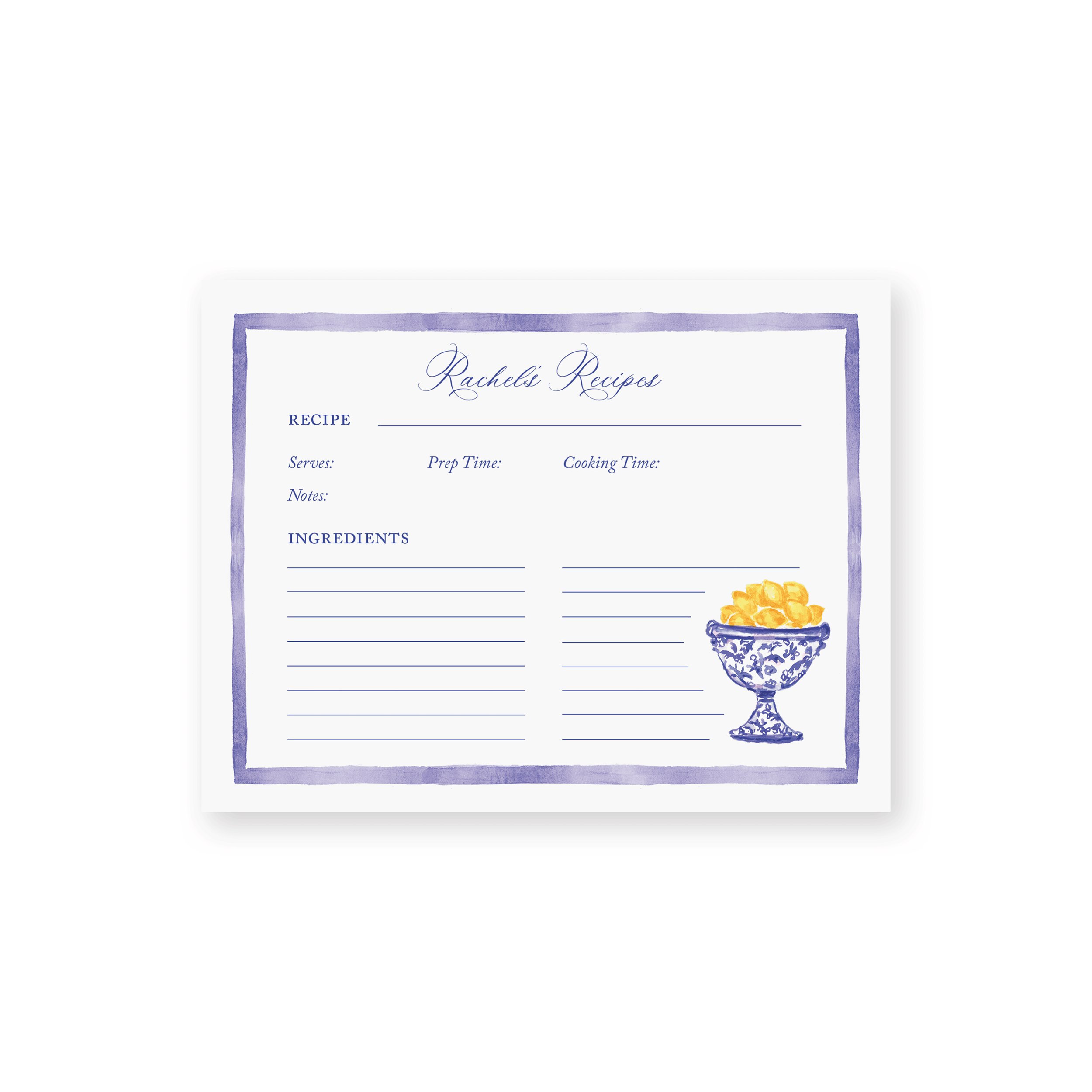 Lemon Tree & Chinoiserie Recipe Card