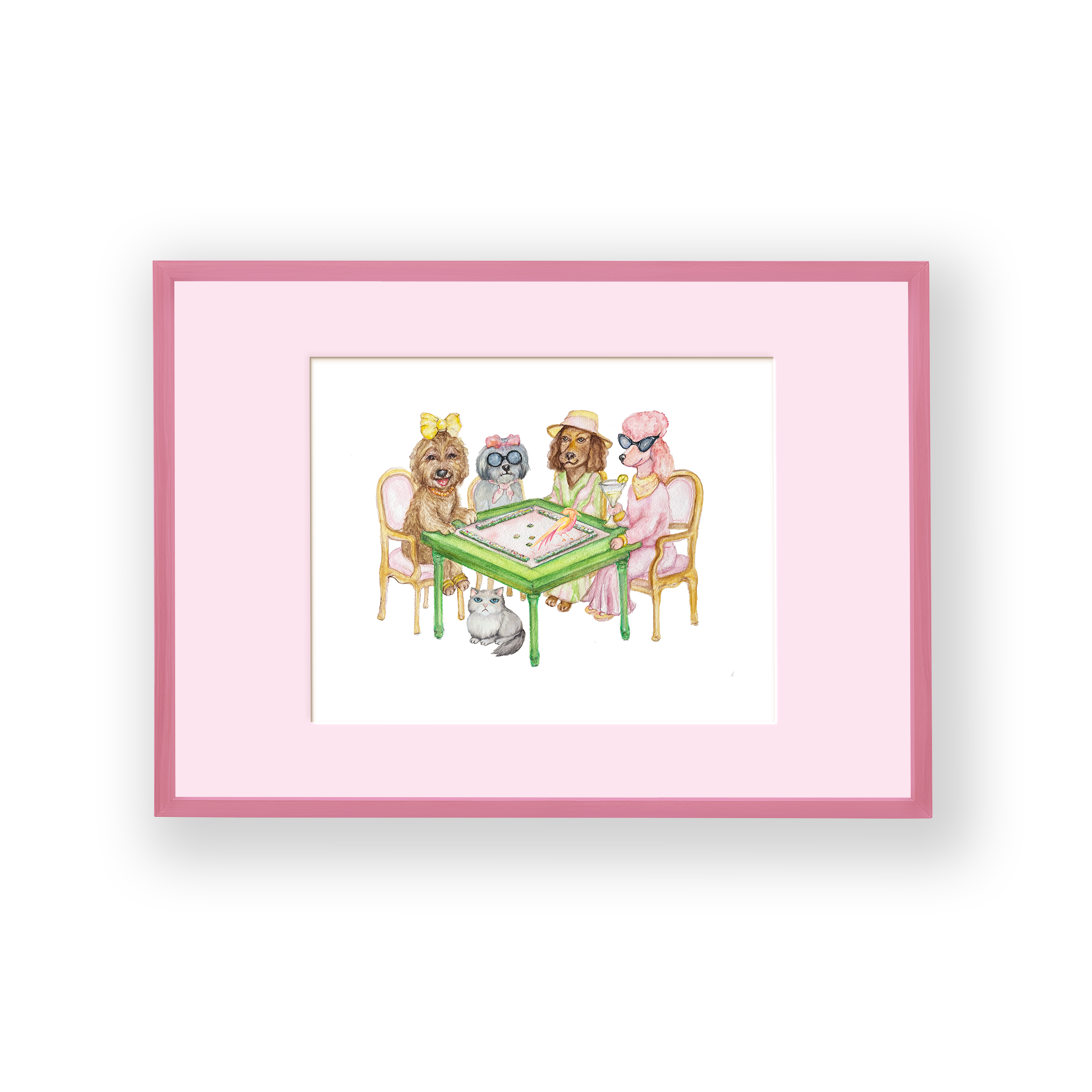 Pets Playing Mahj Art Print