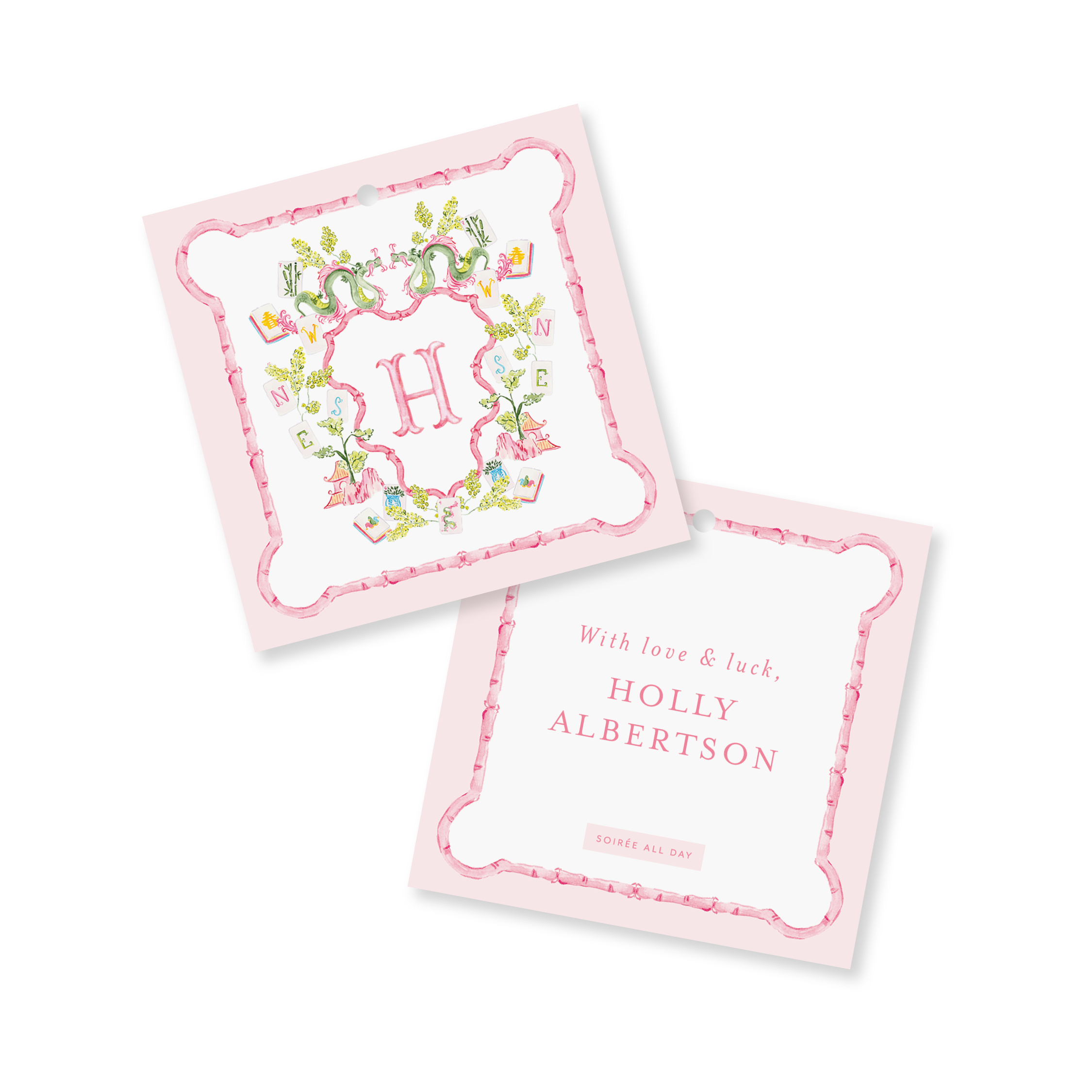 Mahjong in Bloom Monogram Gift Tags