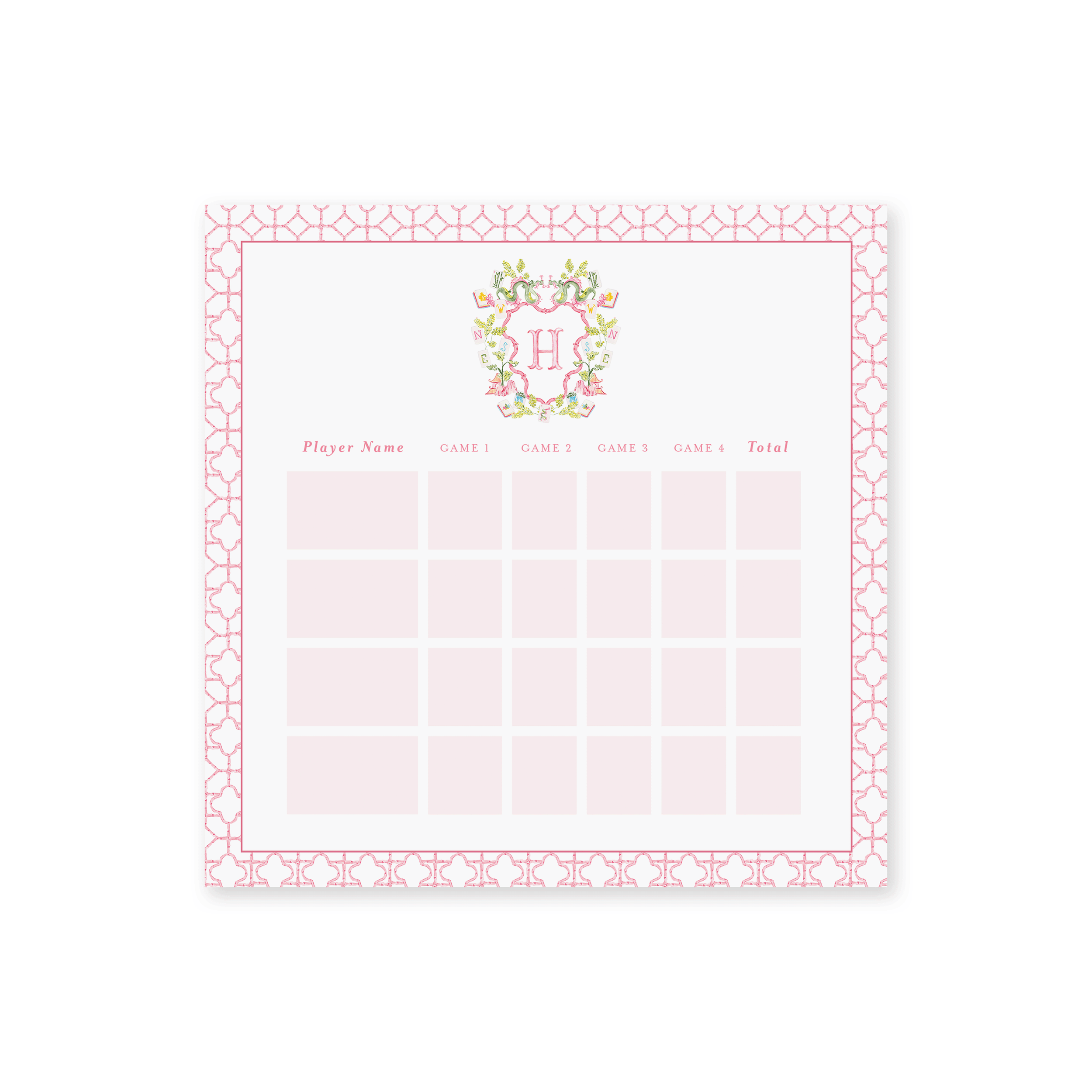 Mahjong in Bloom Monogram Score Card Notepad