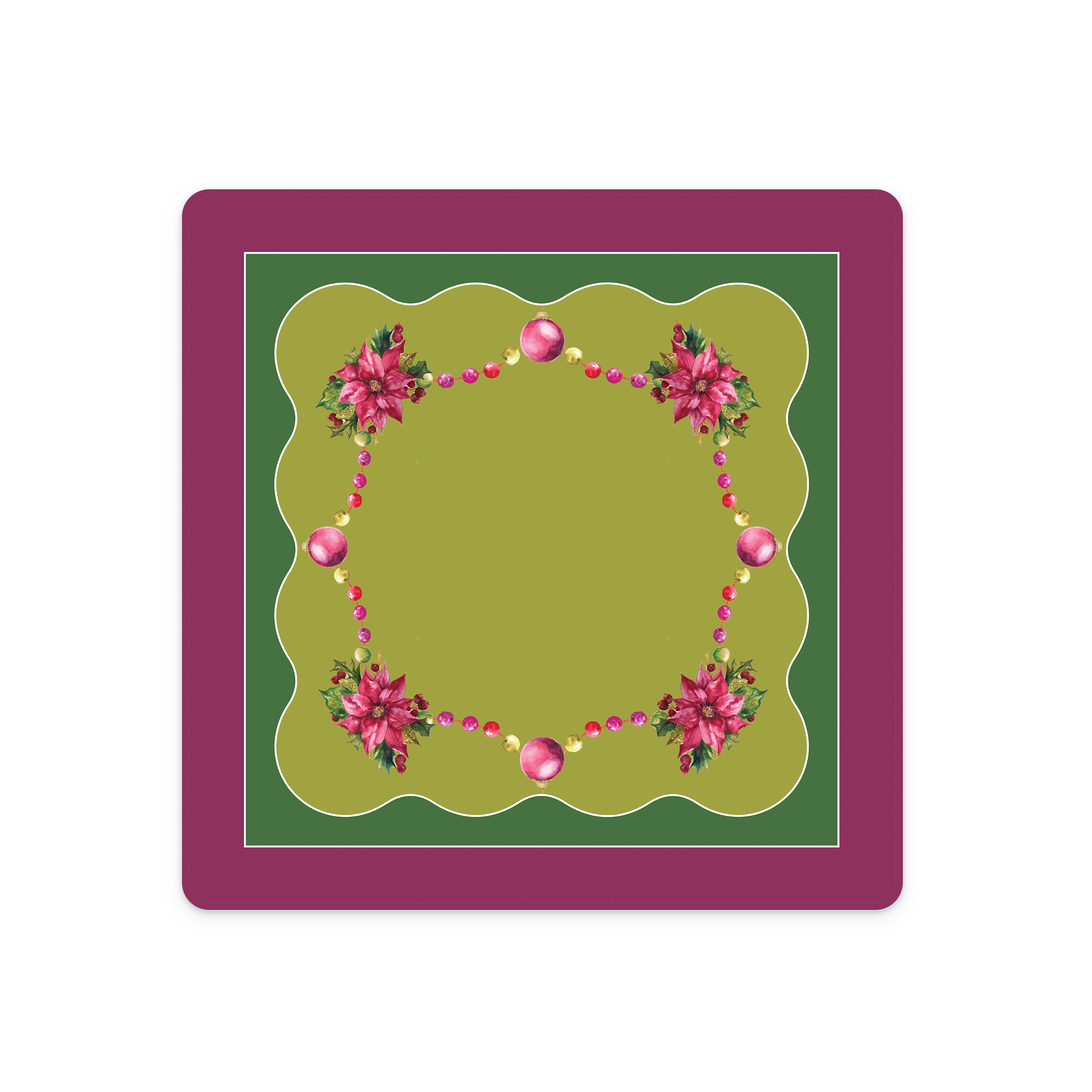 Poinsettia Party Holiday Mahjong Mat