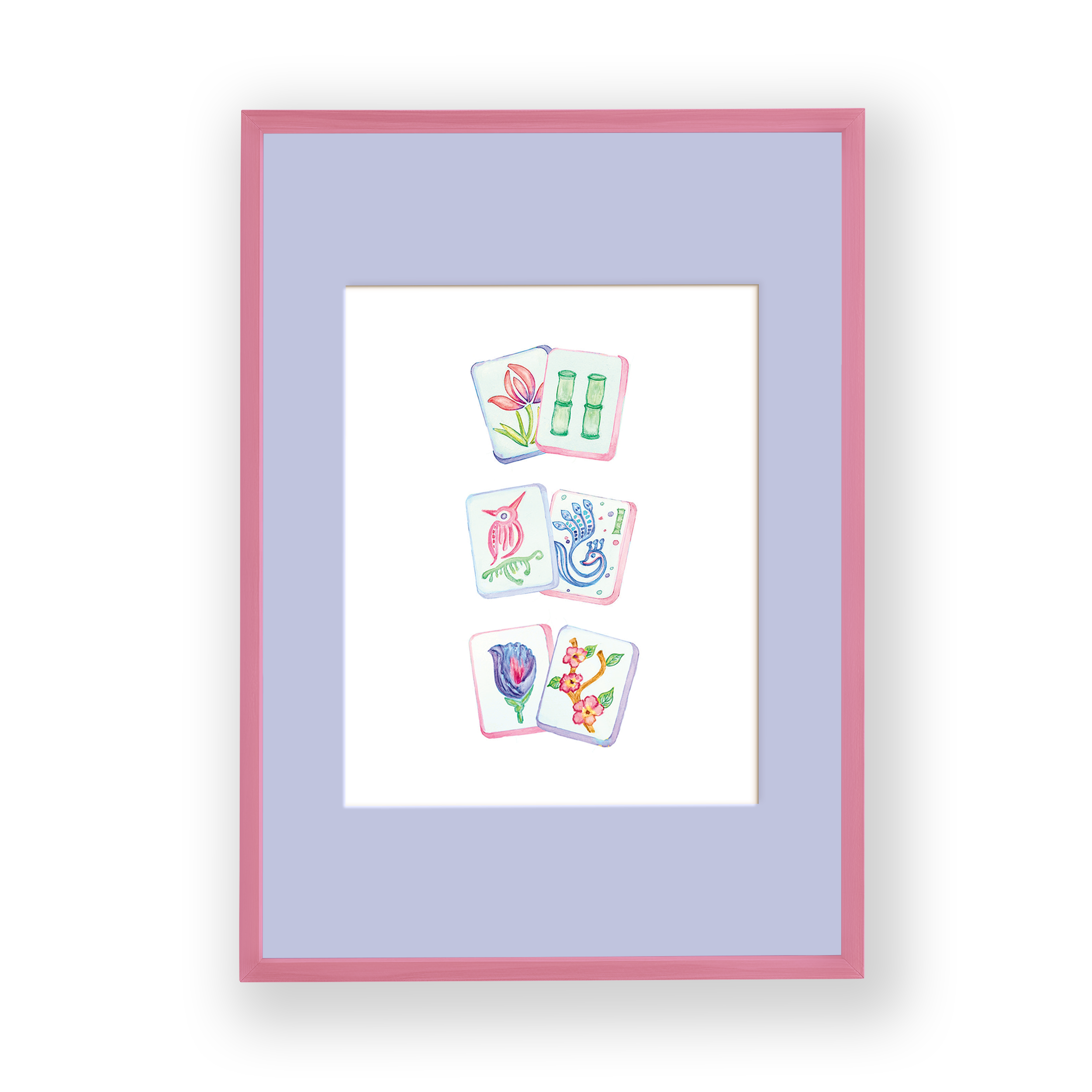 Floral Mahjong Tile Art Print