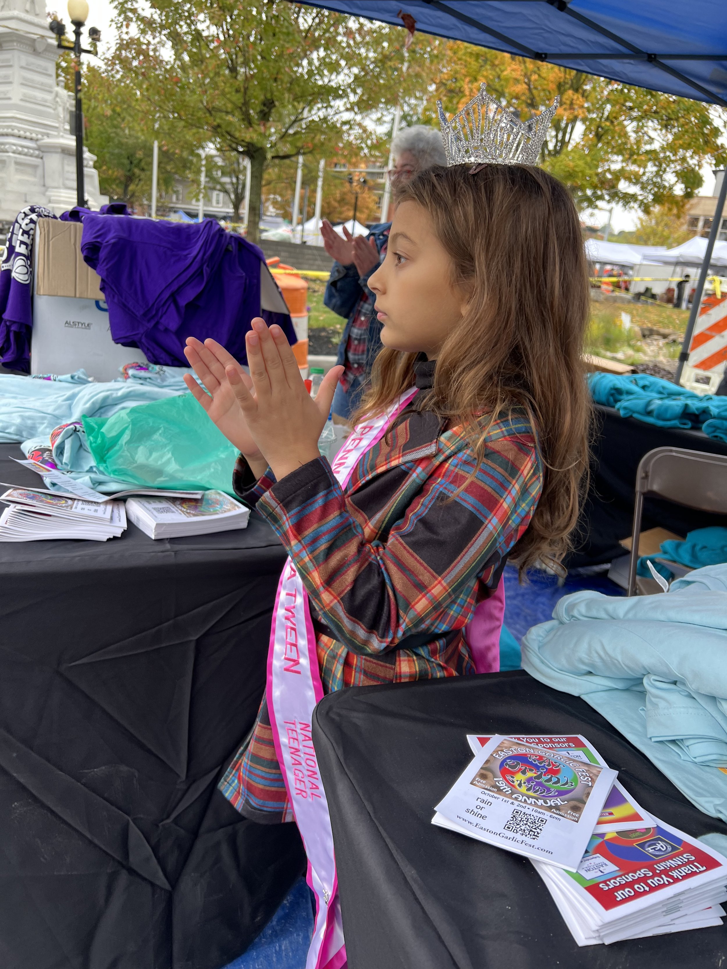 Volunteering at the Easton Garlic Fest and cheering on chefs in a cooking competition.
