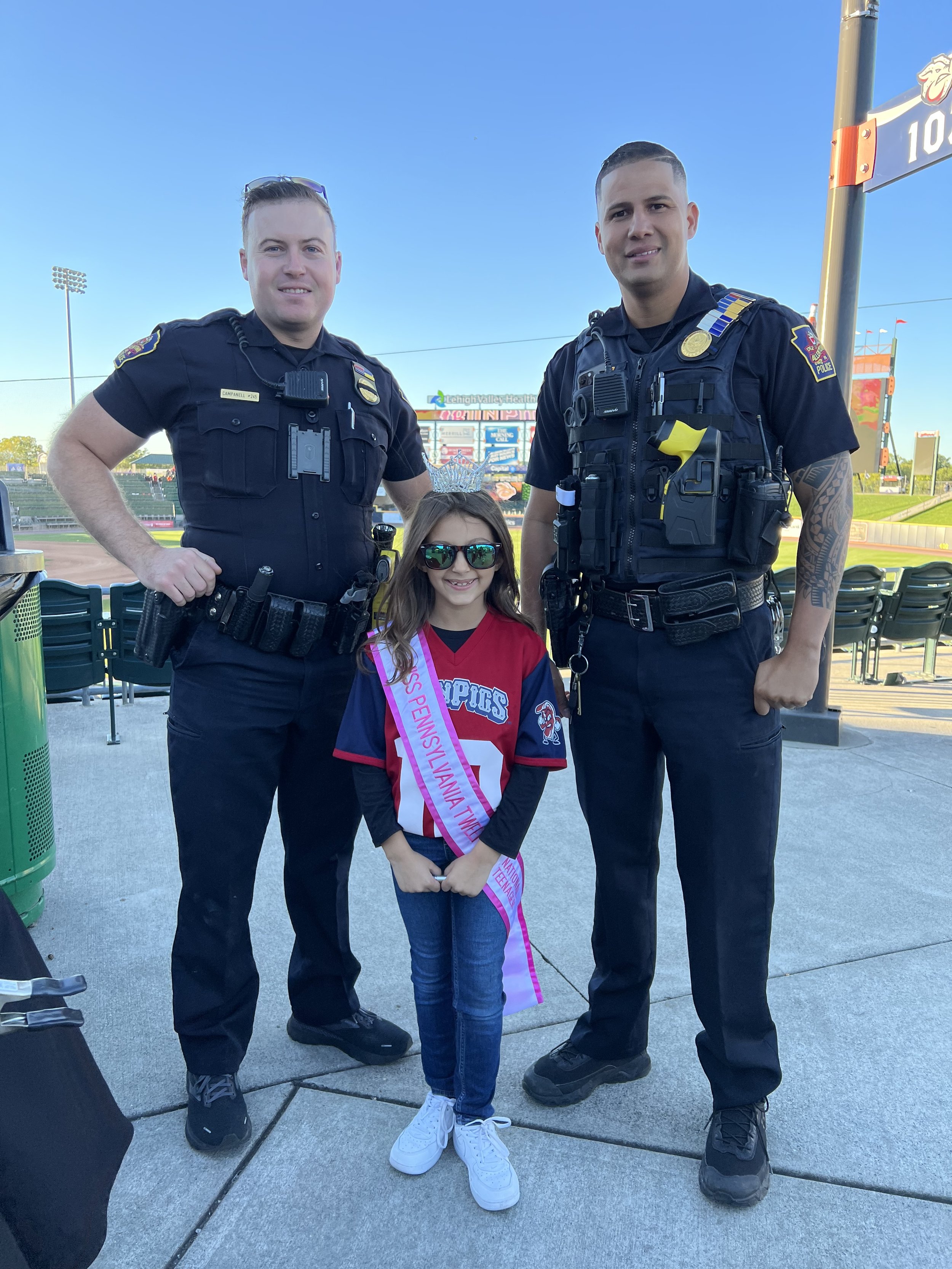 Meeting and thanking Allentown Police officers.