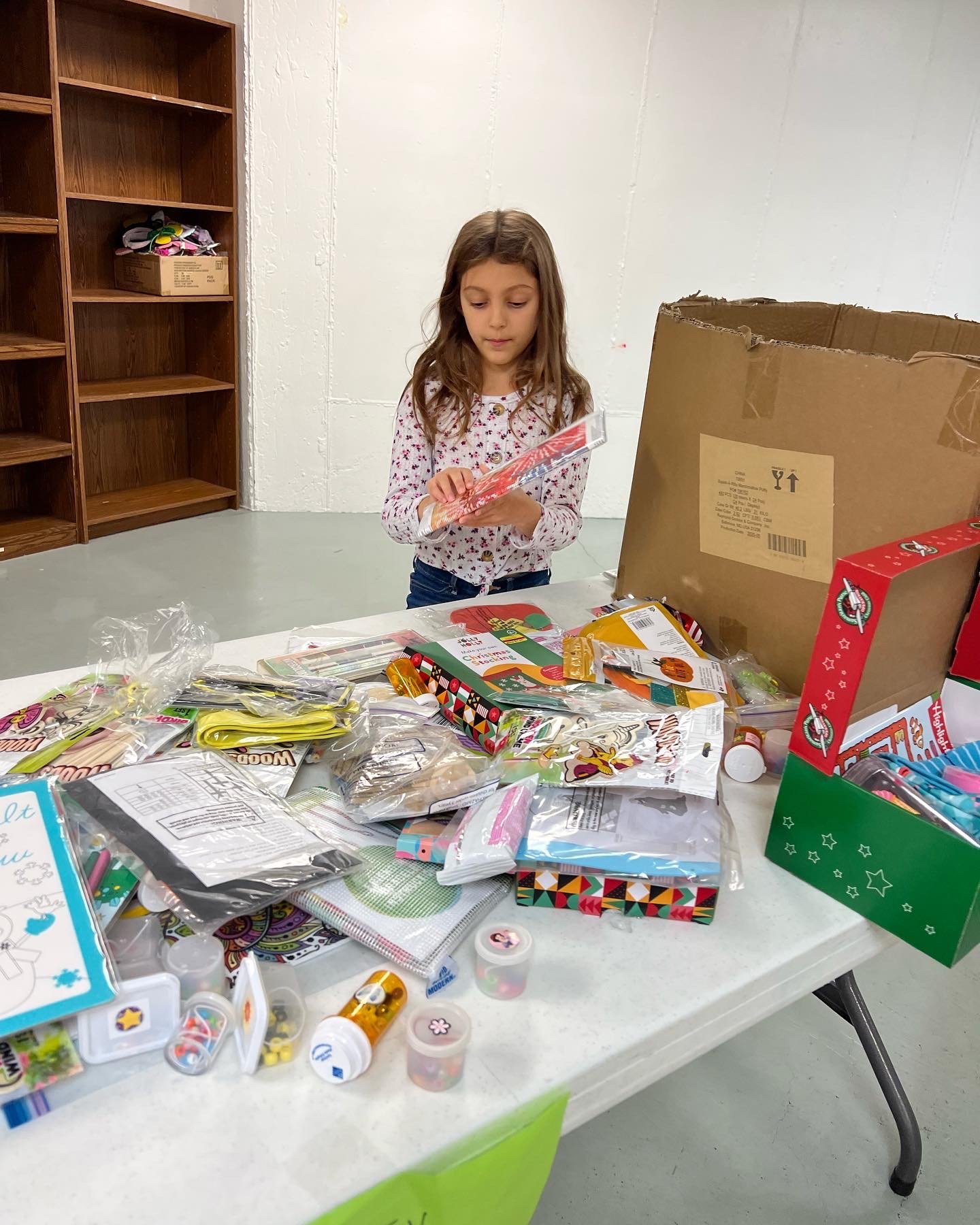 Volunteering to pack boxes for Operation Christmas Child