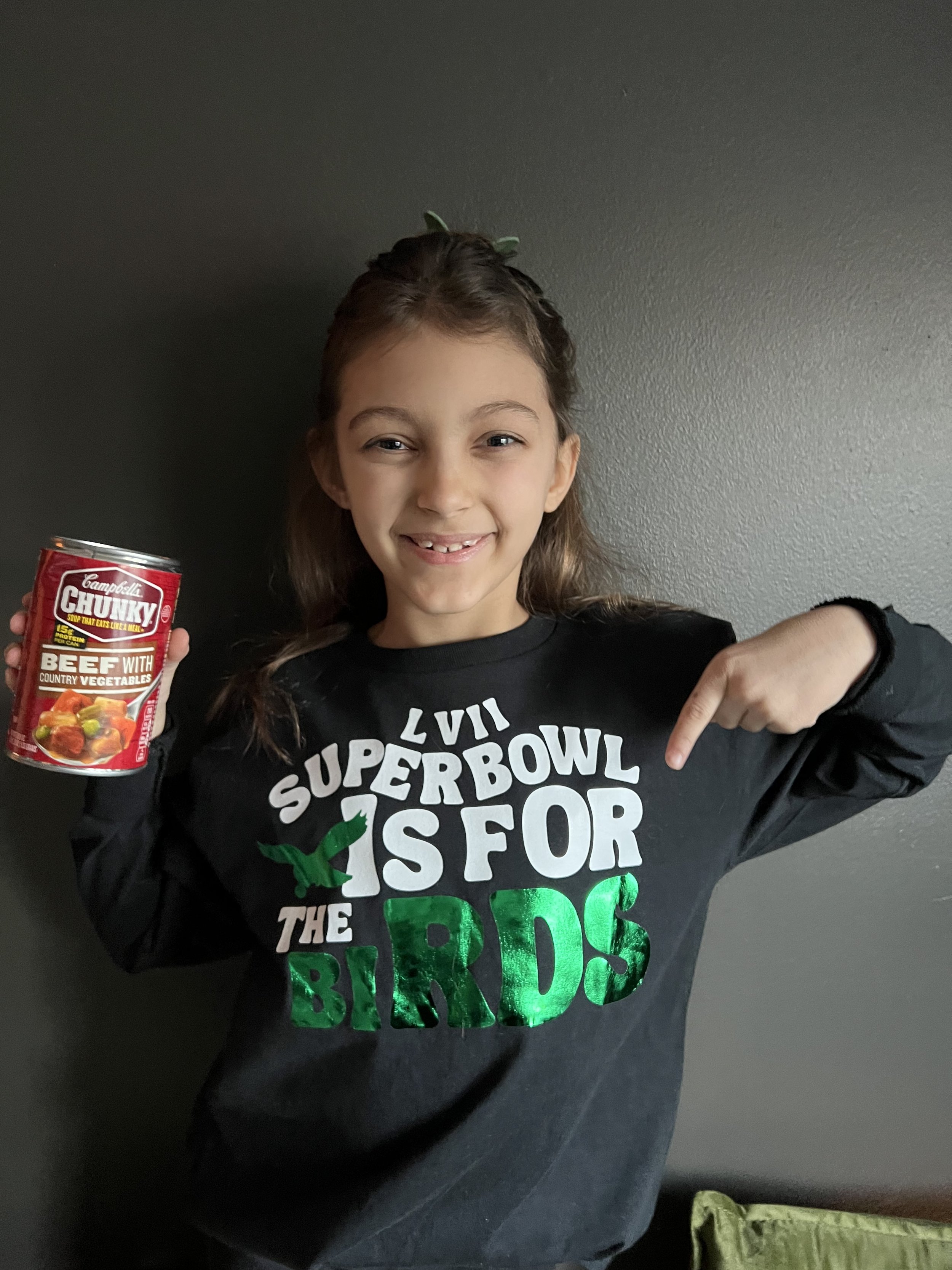 Donating soup to our local food pantry through my school for they “Souper-bowl”.