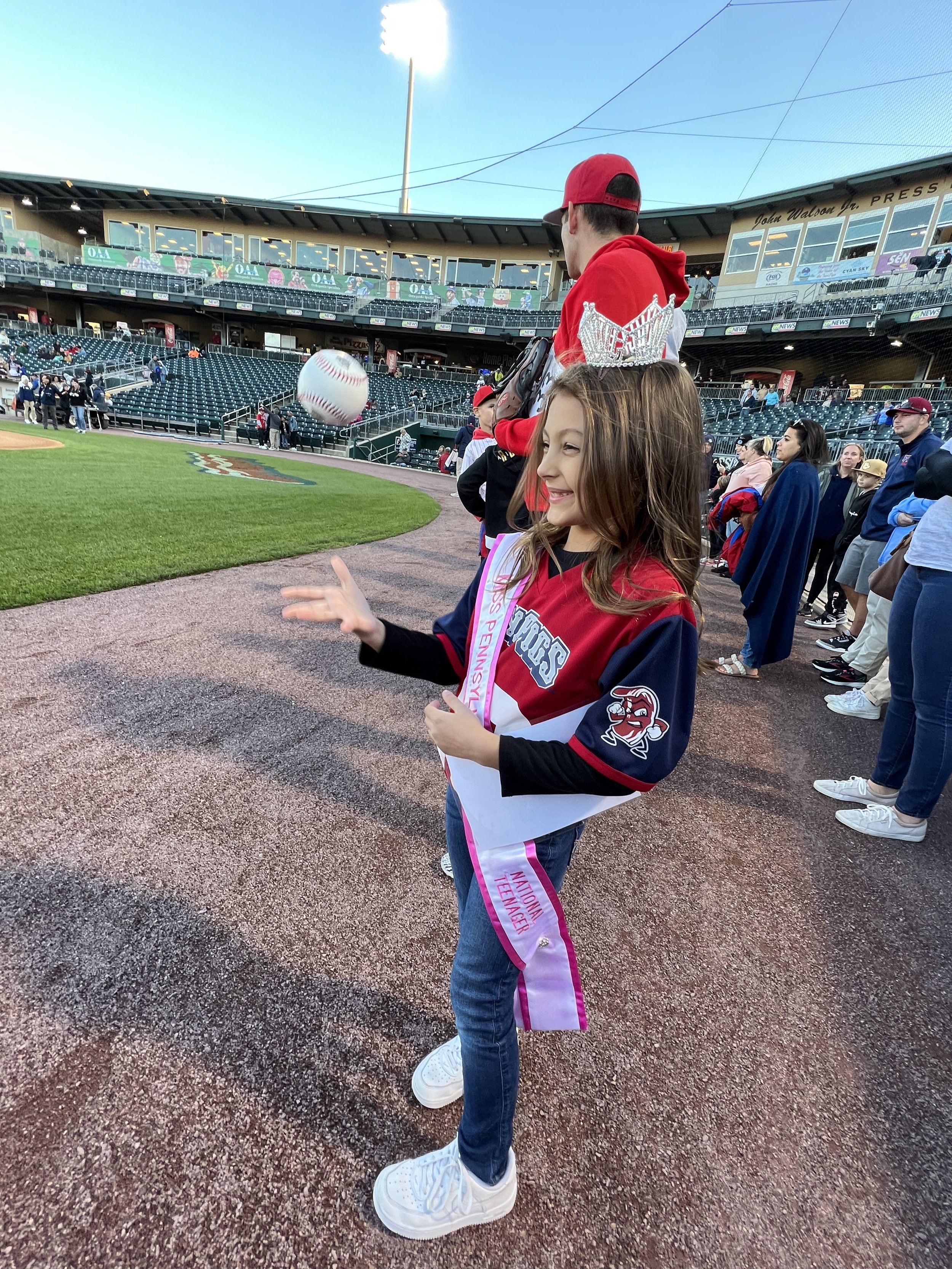 Throwing the first pitch at the Lehigh Valley Iron Pigs Baseball game. They are the AAA team for the Phillies!