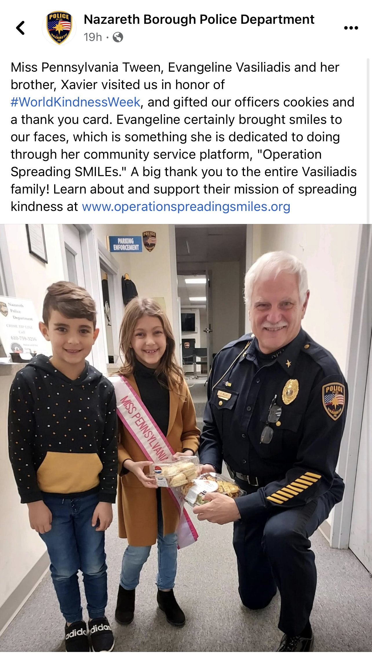 A sweet note from the Nazareth Police Department
