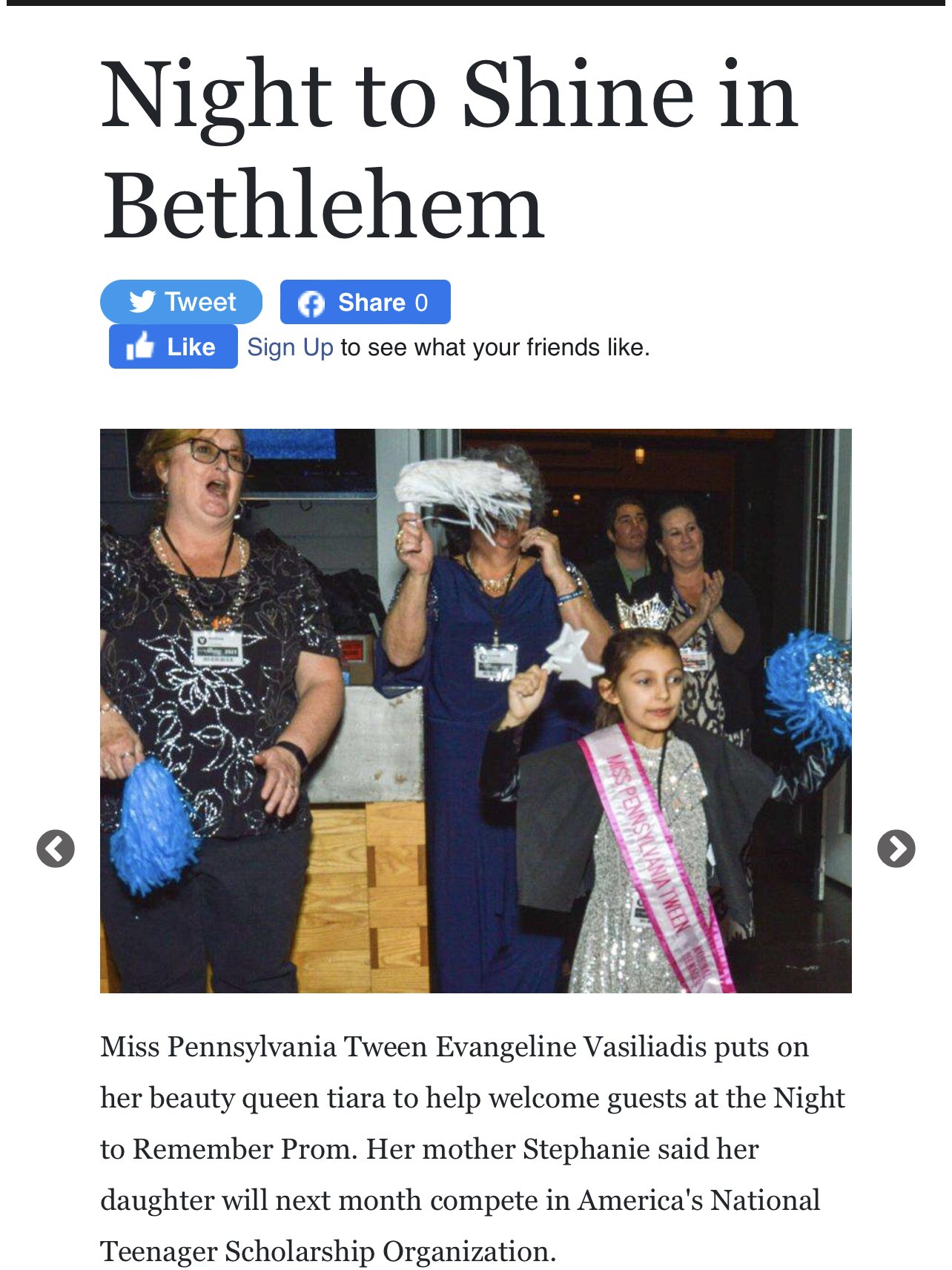 In the Bethlehem News for volunteering at the Night to Shine Event.