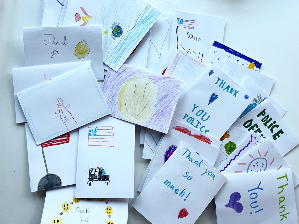 Cards I collected from my school's Kindness Squad for National Law Enforcement Appreciation Day