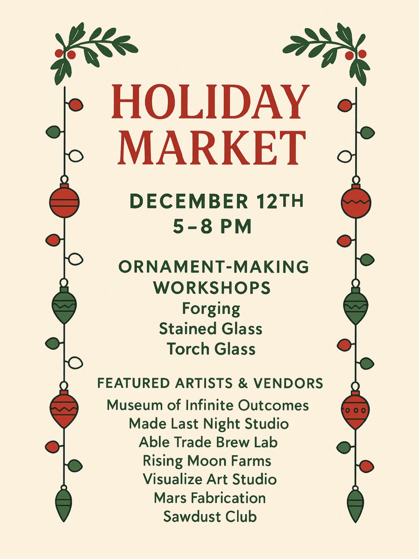 Rescheduled First Friday is happening THIS Friday at Able Trade! ✨
Come hang out with us for a cozy holiday market filled with local artists, handmade holiday goodies (perfect for gifting or treating yourself), and ornament-making workshops in the fo
