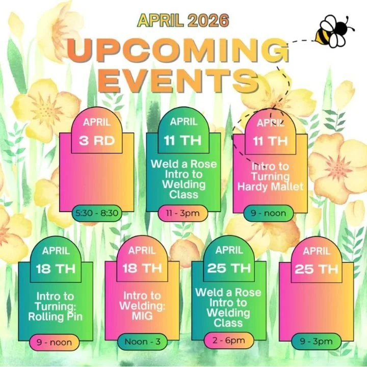 April is packed and we couldn&rsquo;t be more excited! 🌸

Along with our regular classes, we&rsquo;ve got some special events lined up to support both our shop and our amazing community. Be sure to check out our raffle fundraiser&mdash;winner will b