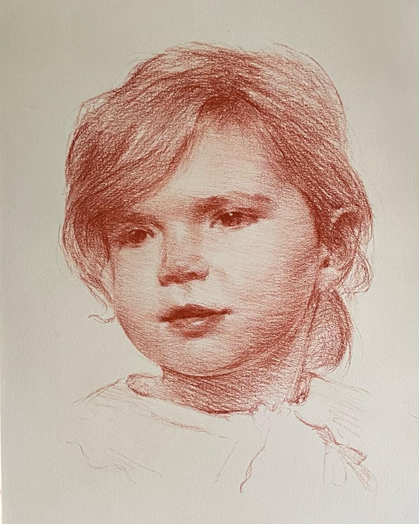 Red chalk on tinted paper  #drawing #redchalk #redchalkdrawing #commission #artcommission #childsportrait #portrait #redchalkportraits #art