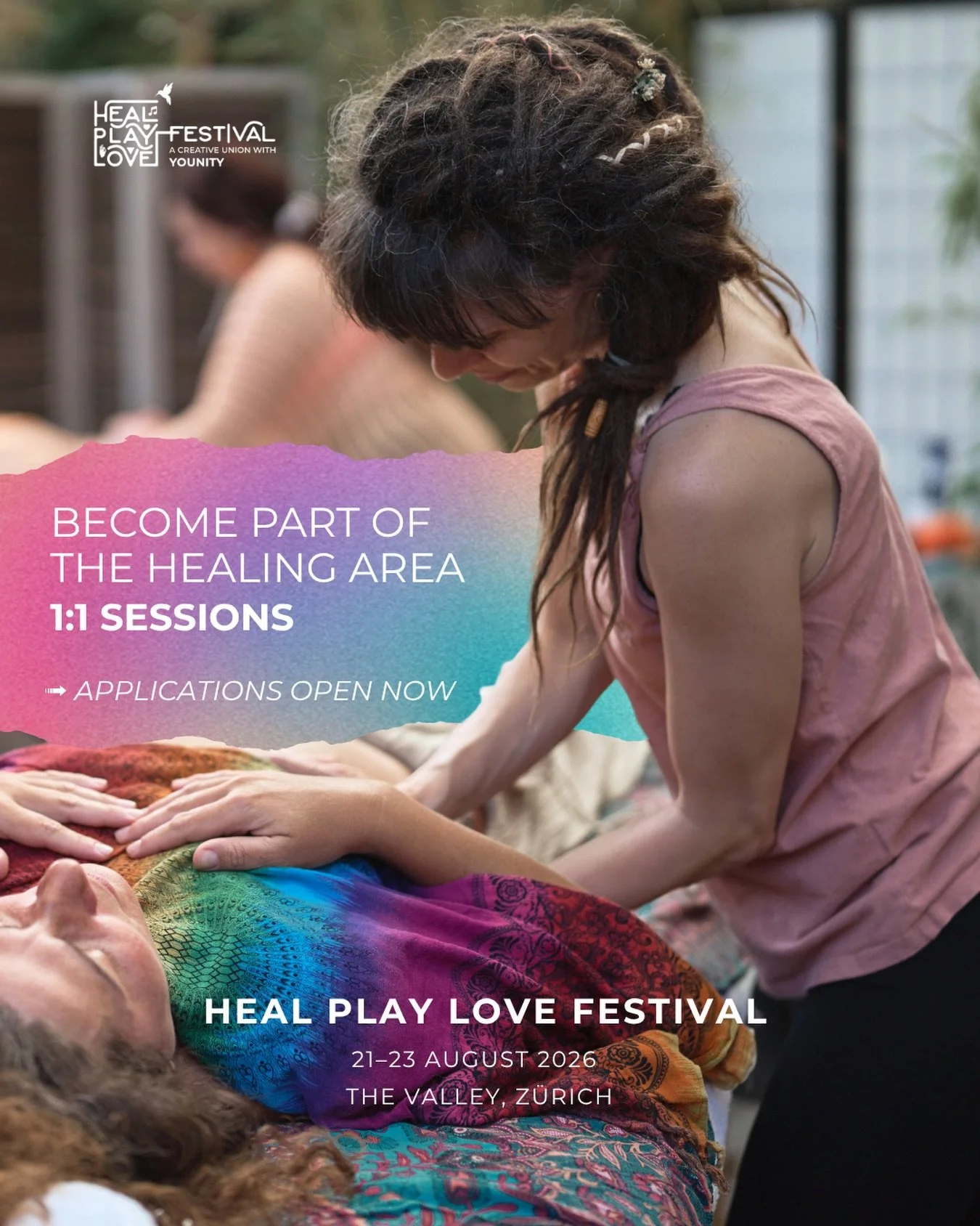 We&rsquo;re opening the doors to the Healing Area for the Heal Play Love Festival 2026! 🤍

We&rsquo;re looking for gifted practitioners to offer personalized 1:1 healing sessions for this year&rsquo;s edition.

If you work with massage or bodywork, 