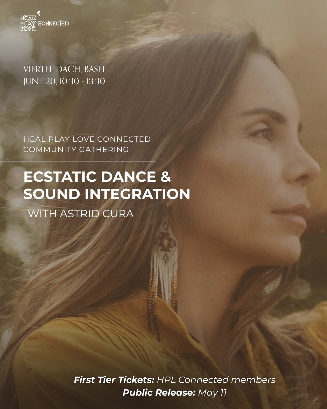 Our next HPL Connected gathering is out now. 🤍

Gather with us for an Ecstatic Dance &amp; Sound Integration with @astrid.cura on June 20, high on the rooftop of Viertel Dach in Basel.

Astrid is one of those rare facilitators with an incredible gif