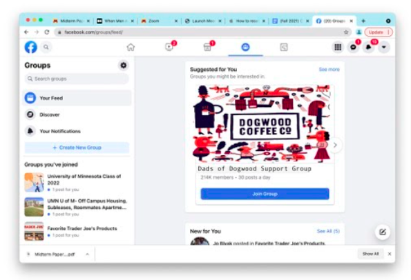 Facebook group "Dads of Dogwood": This group is a means for helping local dads connect with each other. The connection to the app allows for accessibility, where dads are encouraged to post motivational content about their small daily accomplishments