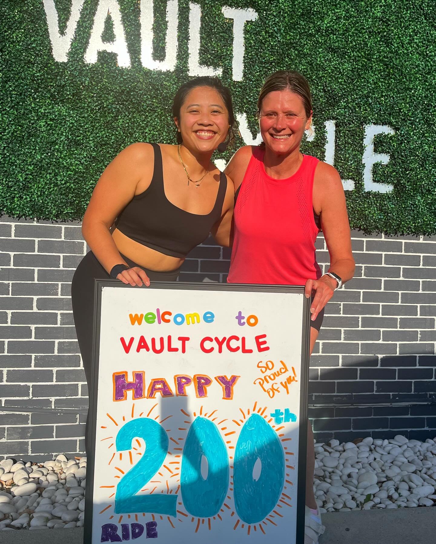 Happy Milestone Monday to Kristin &amp; Ash reaching 200 rides, &amp; Lisa riding 99.5&hellip;😉 &amp; the big 100! 👑🚲 We could not be more proud of how the Vault Cycle fam is growing!