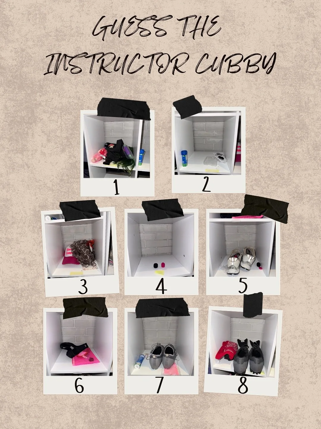 **GUESS WHO? 🤔✨**

Think you know us that well? 👀
&bull;
Match each cubby to its instructor &amp; drop your guesses in the comments!
&bull;
*Hint: Our personalities might be showing more than we thought&hellip;* 😅
&bull;
Who&rsquo;s nailing it? 
W