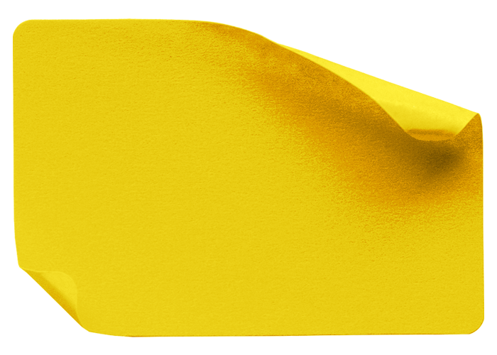 Yellow square-shaped sticky note with a curled top edge.