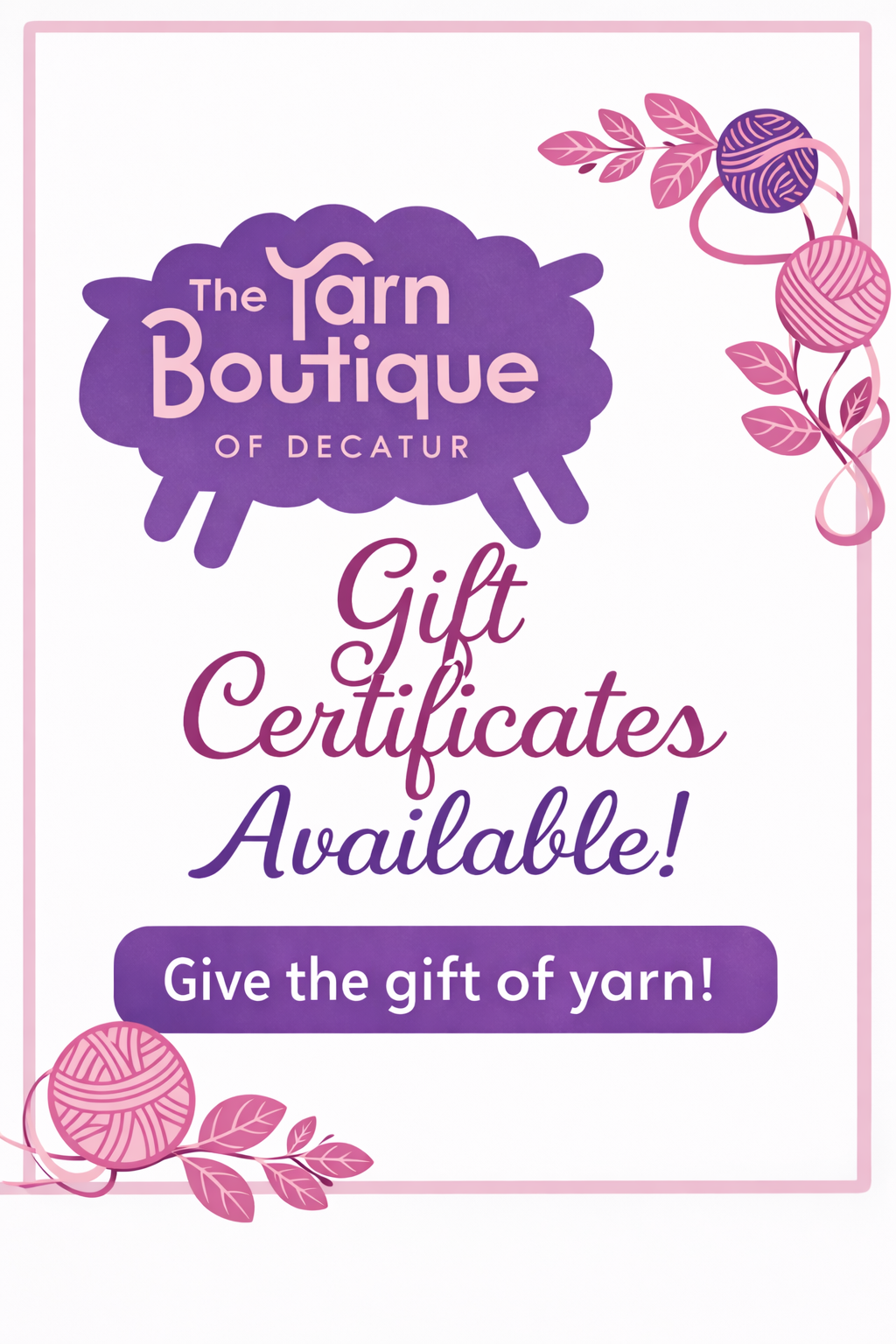 Gift Certificate | The Yarn Boutique of Decatur