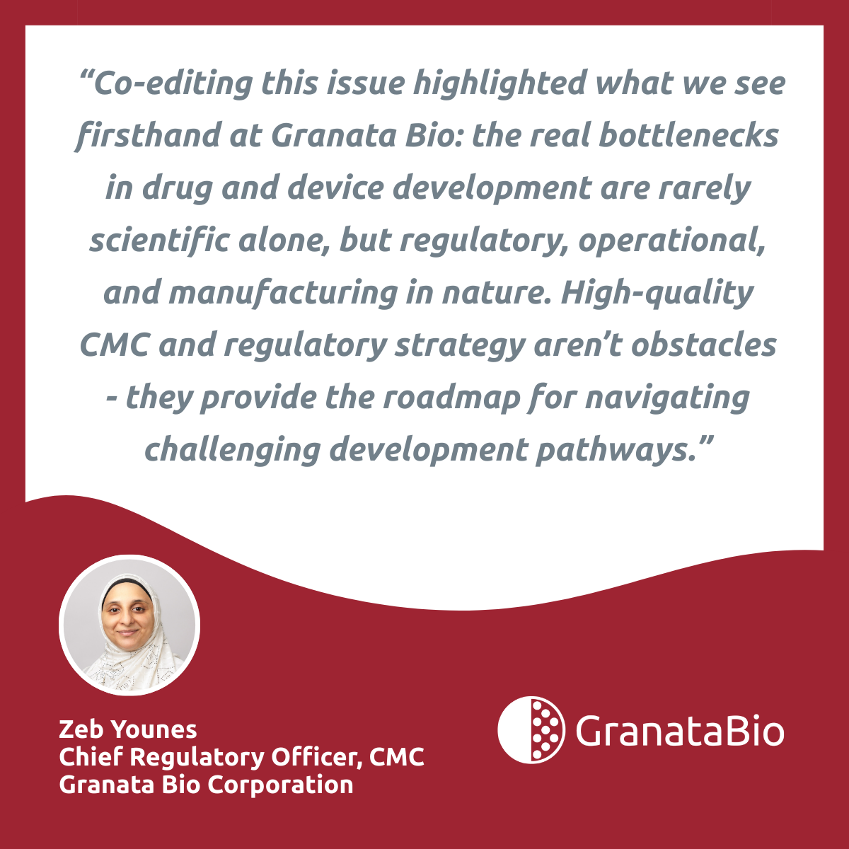 Zeb Younes, Chief Regulatory Officer, CMC at Granata Bio, featured in the January 2026 issue of Regulatory Rapporteur