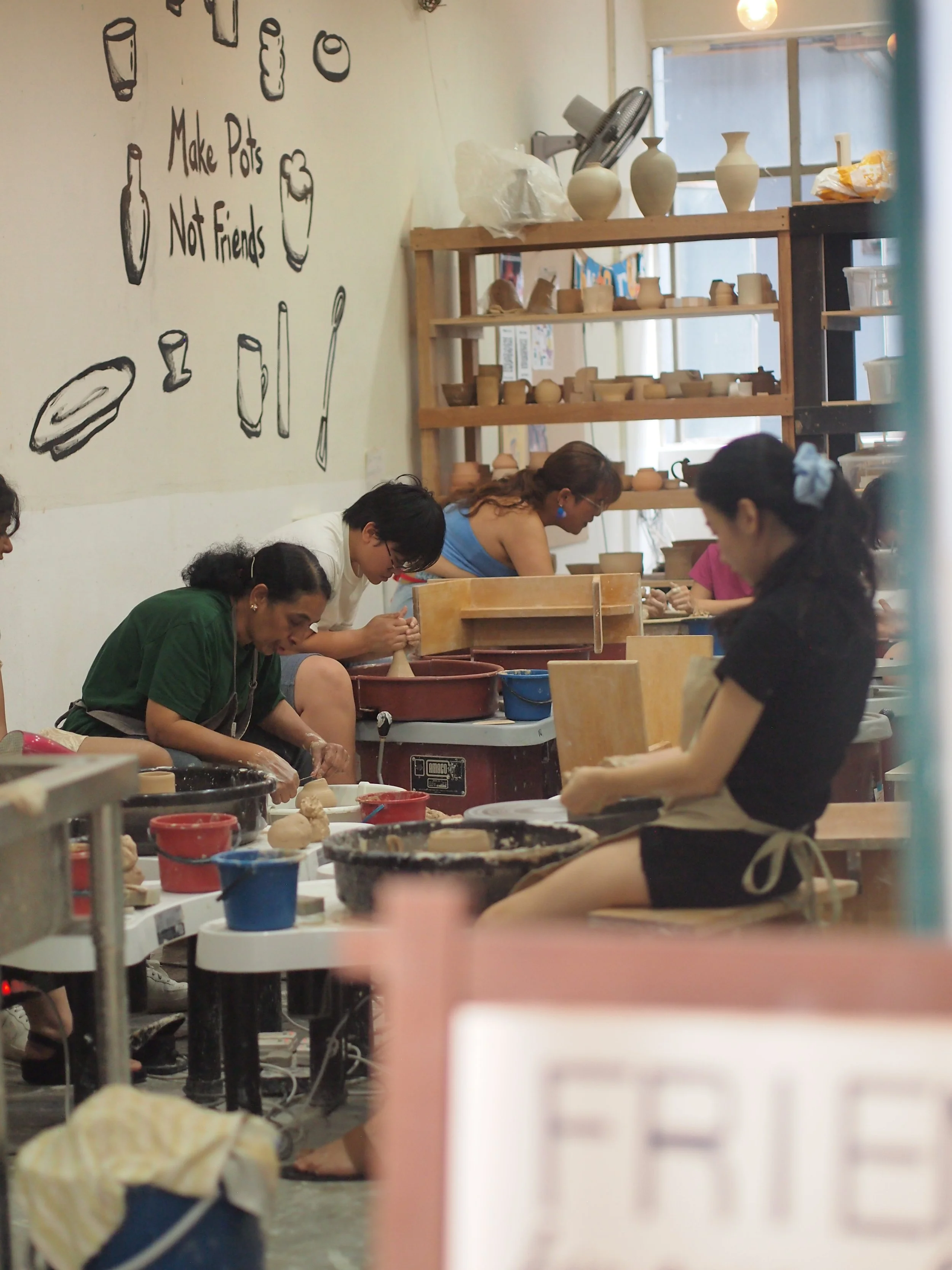 Community pottery studio space for free open studio practice. Make whatever you want. Learn pottery for free. Affordable pottery classes in PJ, KL.
