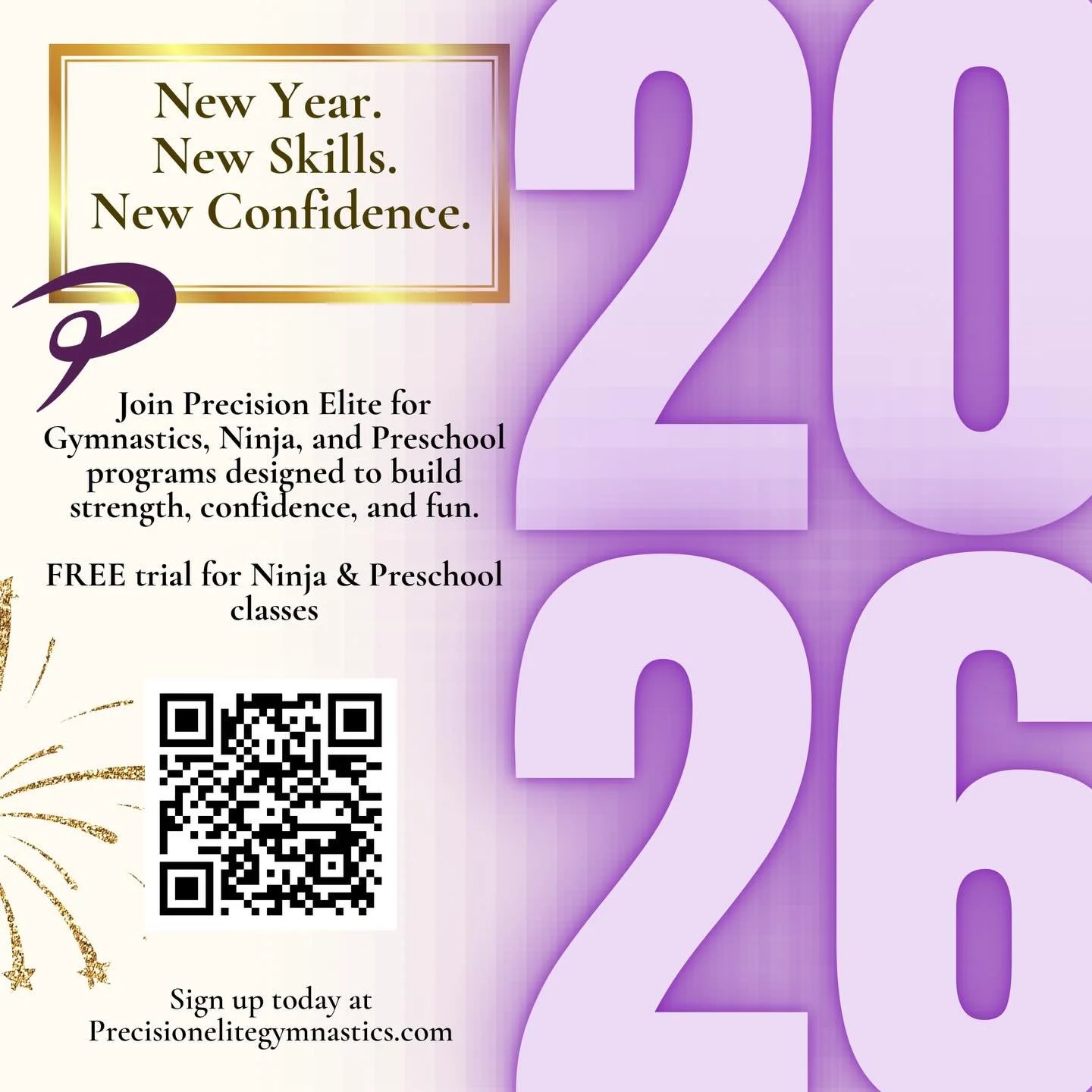 New Year. New Skills. New Confidence. 💜

Join us at Precision Elite for Gymnastics, Ninja, and Preschool programs designed to build strength, confidence, and FUN!

FREE trial for Ninja &amp; Preschool ✨

Sign up today &mdash; link in bio💜