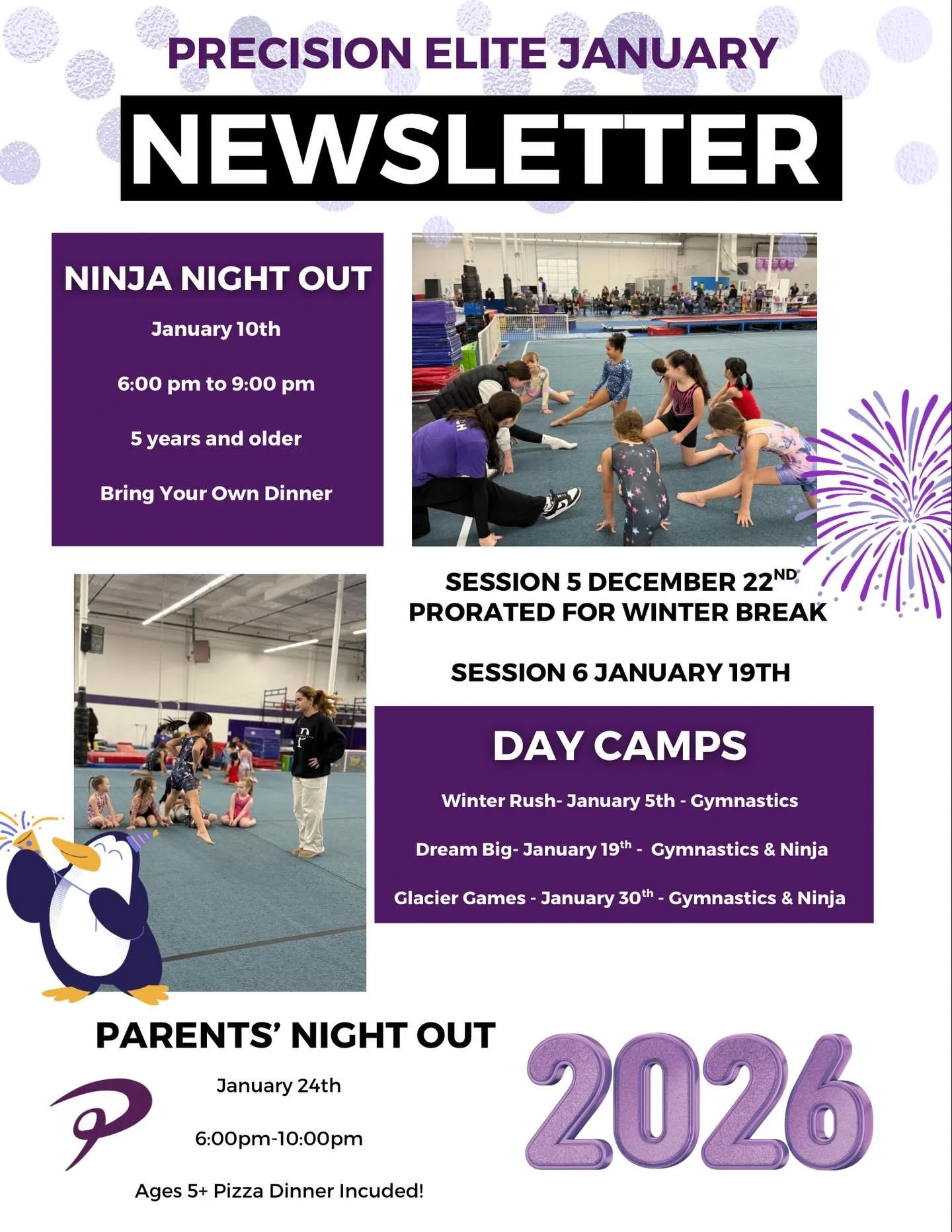 ✨ January at Precision Elite is PACKED! ✨
From Ninja Night Out to Parents&rsquo; Night Out and exciting Day Camps, there&rsquo;s something for every athlete this month 🤸&zwj;♀️