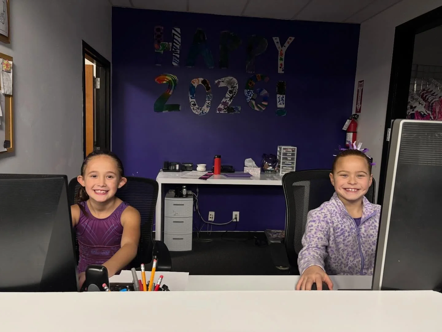 Our office staff working hard!💜👏🏻😂