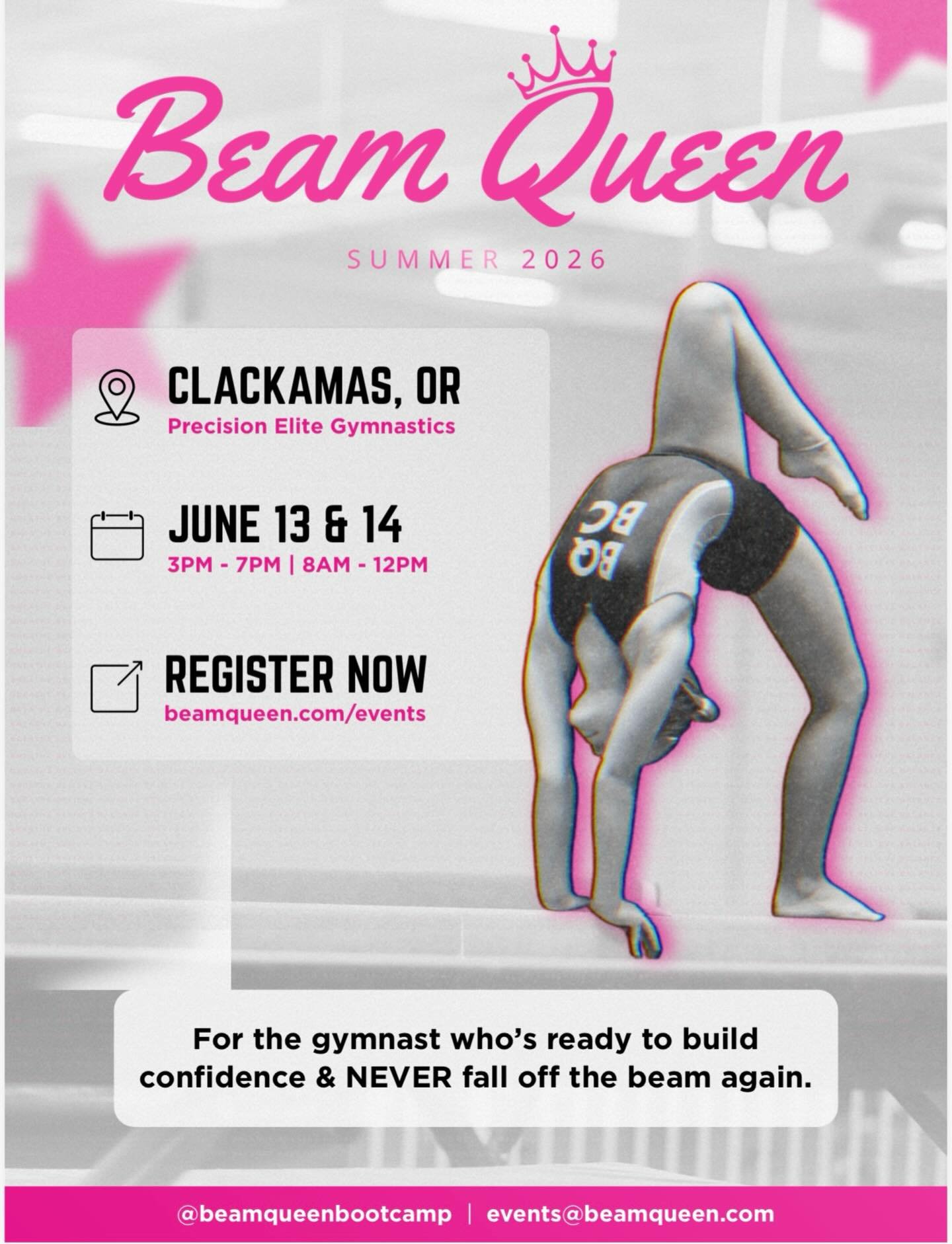 Don&rsquo;t forget to sign up for Beam Queen!💗 

June 13 &amp; 14

Register now and join us for a weekend of working through fears, confidence, and BEAM🤩