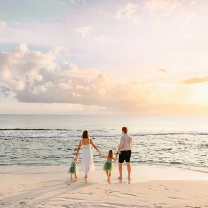 Family photo session on Seven Mile Beach in Grand Cayman