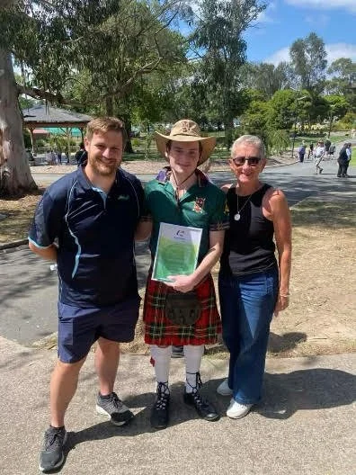 Luke Wallace Youth Services Coordinator Goulburn City Council, Simon Goulburn’s Young Citizen of The Year and Barb Beard TCF Mentor