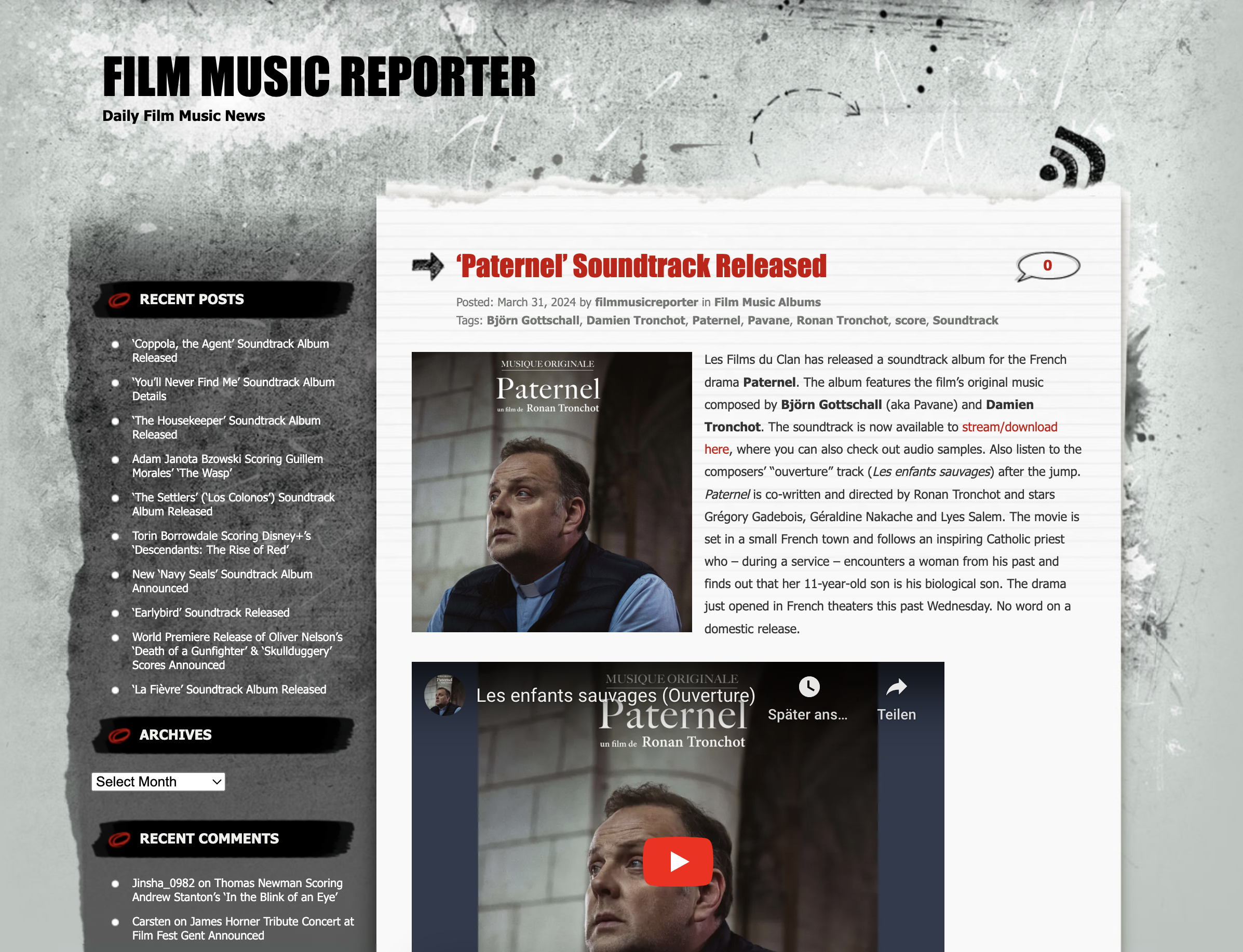 Film Music Reporter - article web