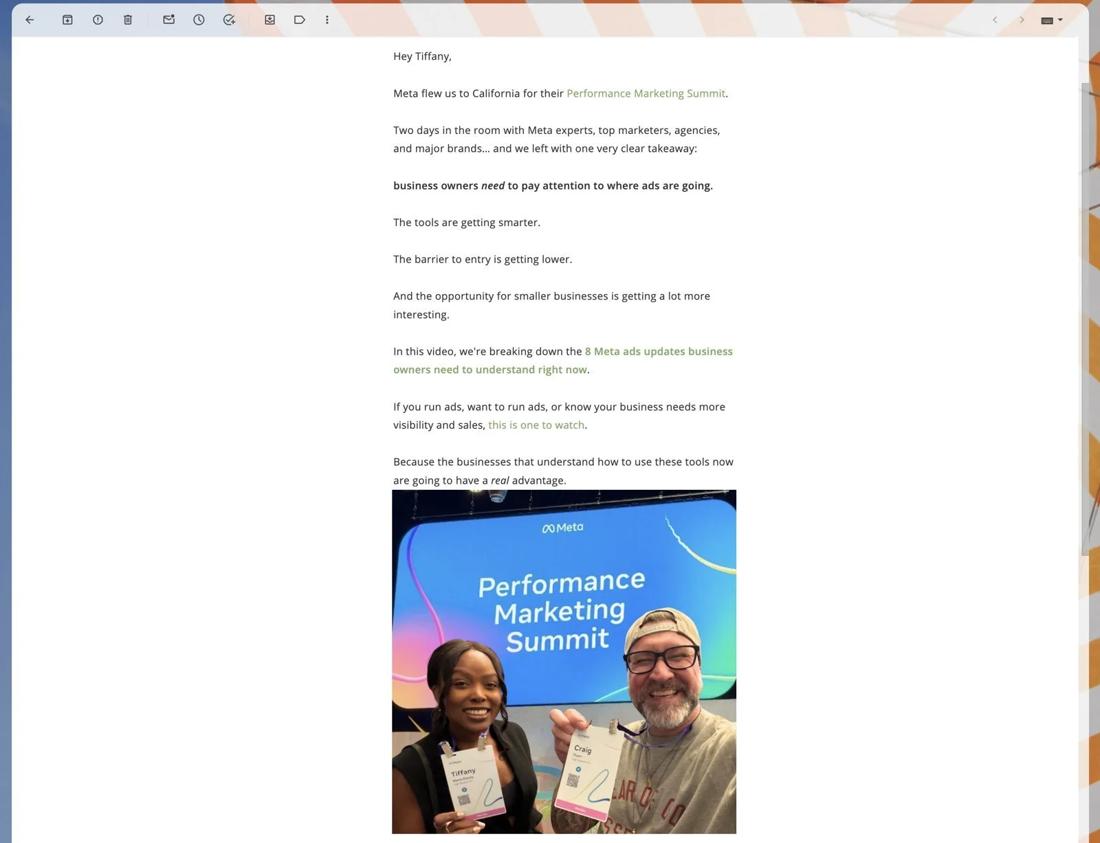 A High Season email newsletter sending subscribers to a new YouTube video