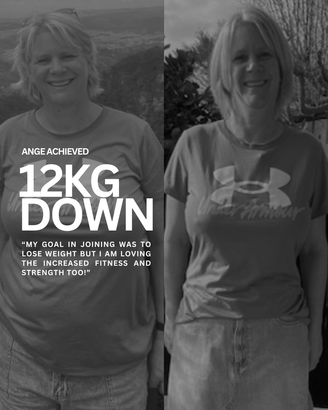 12kg down. “My goal in joining was to lose weight but I am loving the increased fitness and strength too!”