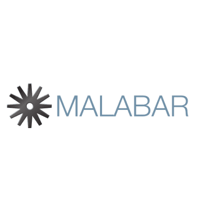 MALABR logo with a black, stylized sunburst symbol to the left of the word 'MALABR' in gray text.