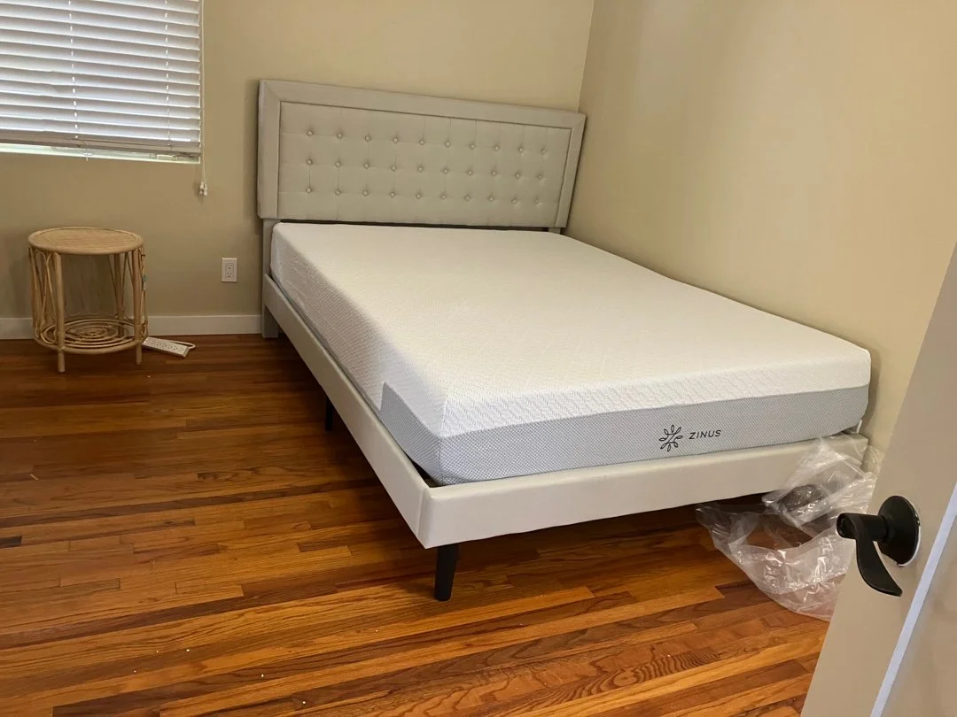 new bedframe and mattress installed by HUGE Handyman in San Diego bedroom