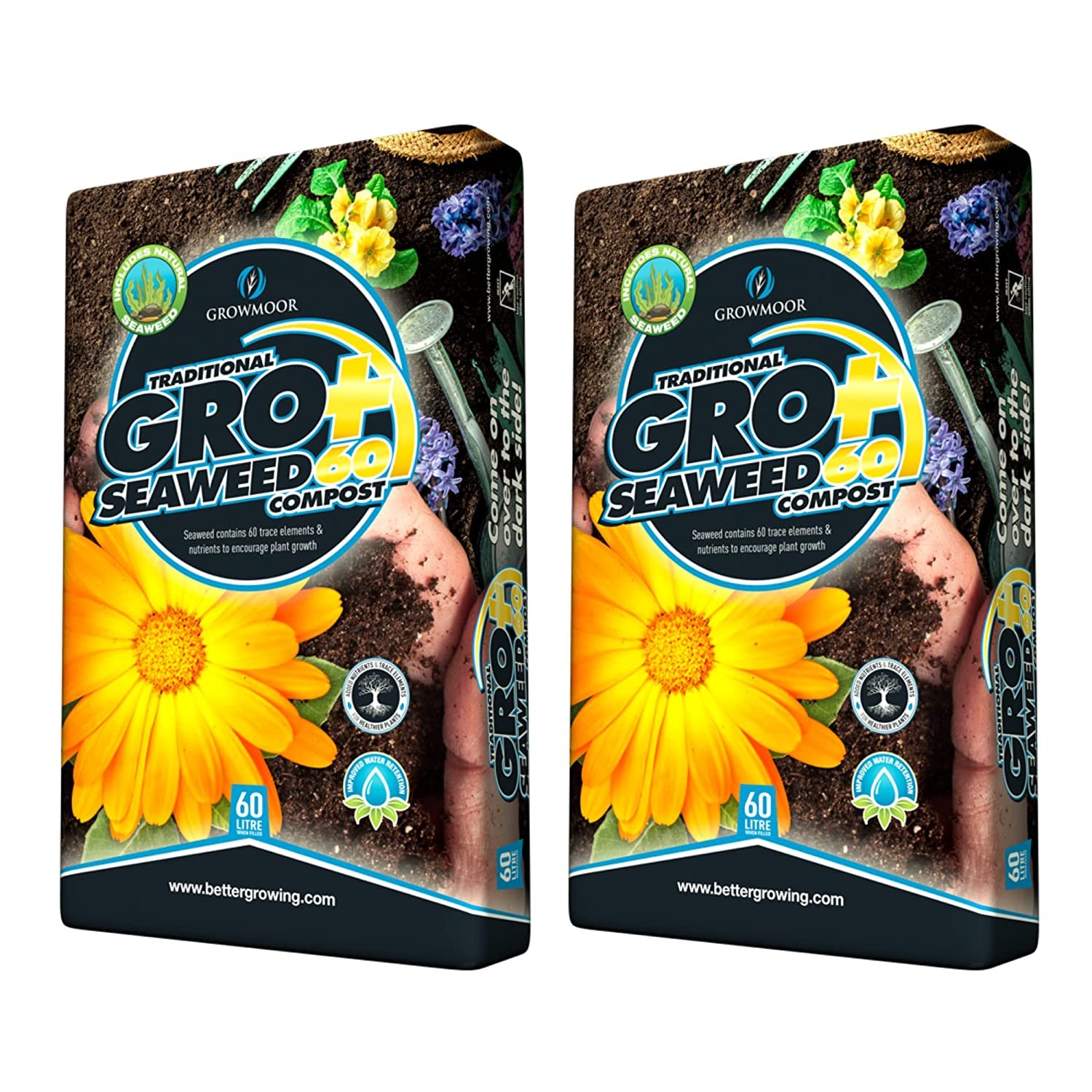 Growmoor Added Seaweed Multi-Purpose Compost - 2 x 60L Bags (120L Total)
