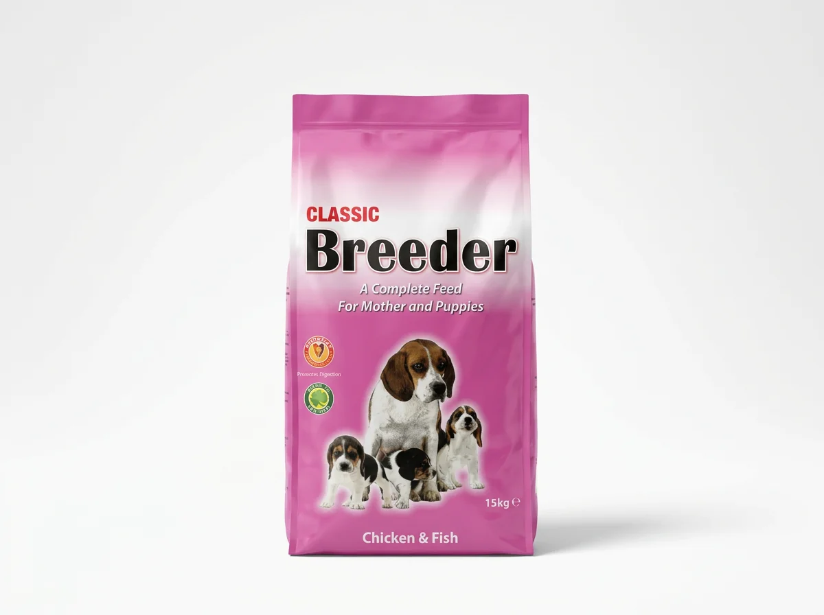 Classic Breeder - 15kg Complete Feed for Mother & Puppies, Chicken & Fish