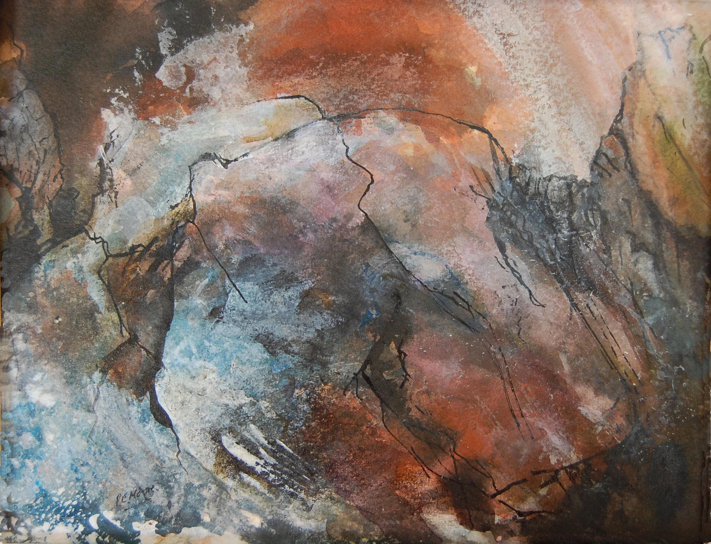 (Spare) spindrift on tryfan's north ridge            acrylic ink           39 x 43cm  £375.JPG