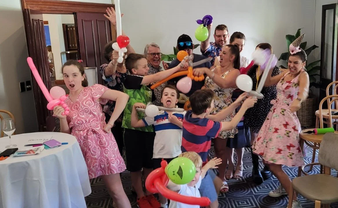 Balloon twisting workshop at birthday party