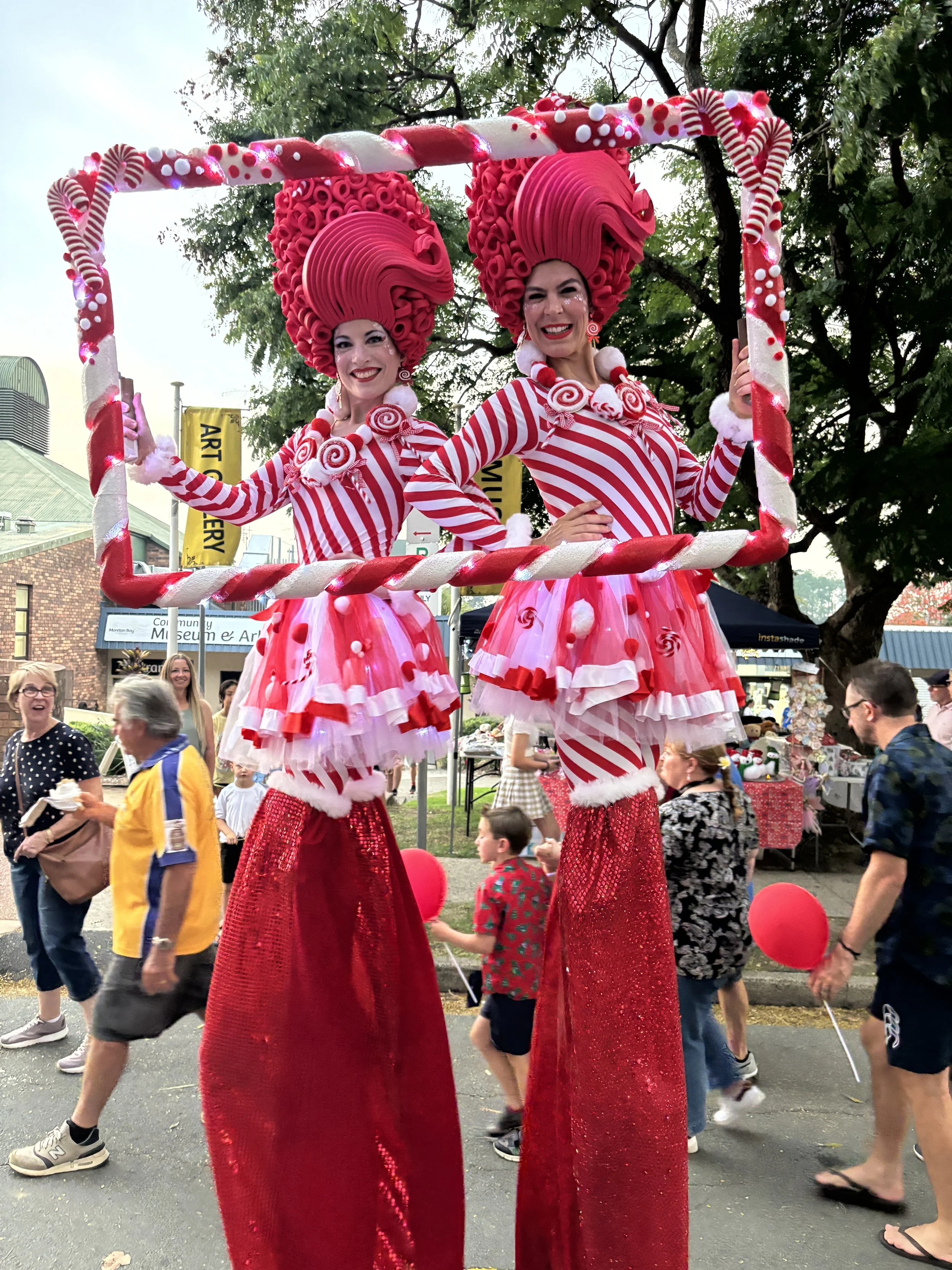 Christmas giant candy canes with picture frame Brisbane entertainment 
