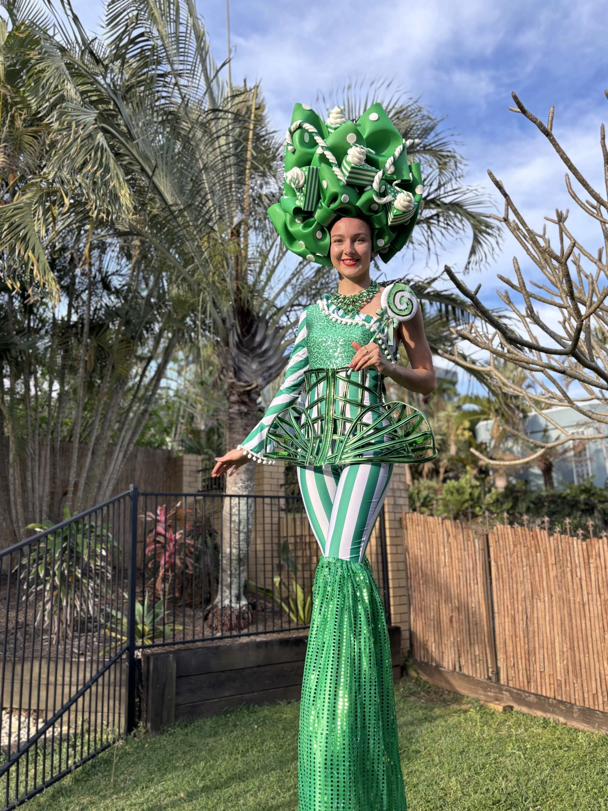 Christmas stilt walking entertainment Brisbane