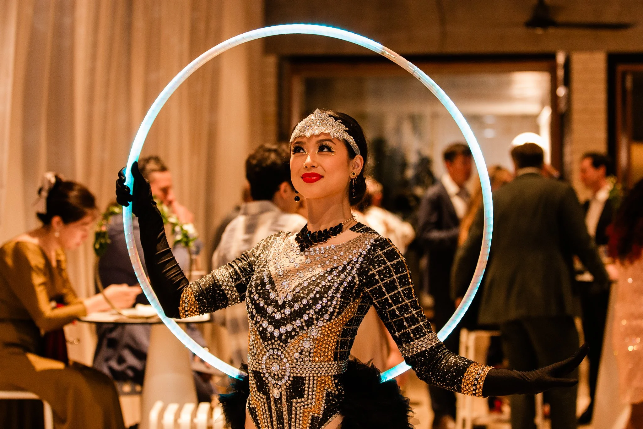 Glow dancers use LED equipment