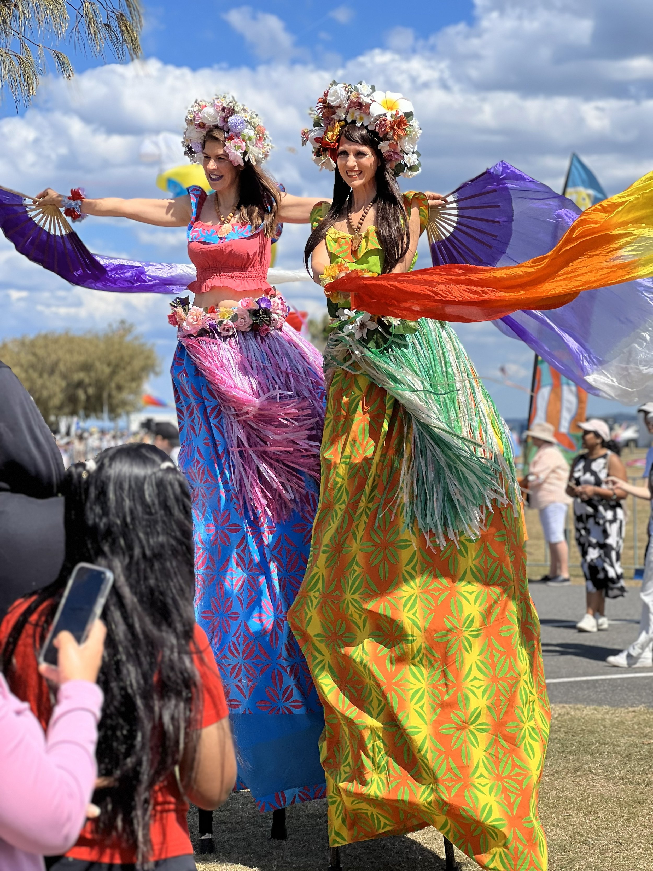 Tropical stilt walkers Brisbane roving entertainment